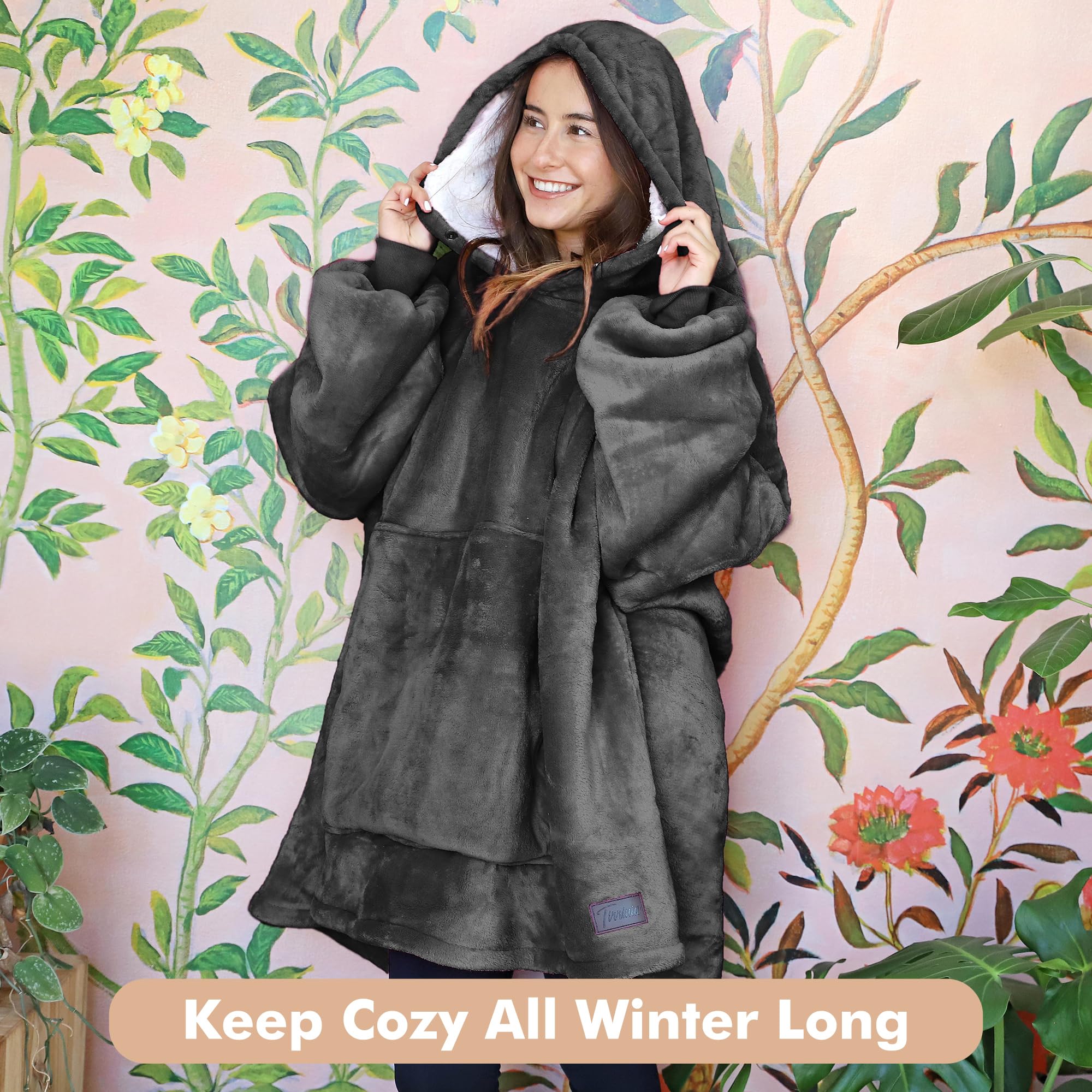 Catalonia Classy Couverture à Capuche Sherpa surdimensionnée Grand Sweat à Capuche, Couverture de Pull Chaud et Moelleux avec Poche Avant, Cadeaux d'hiver pour Adultes Femmes Hommes