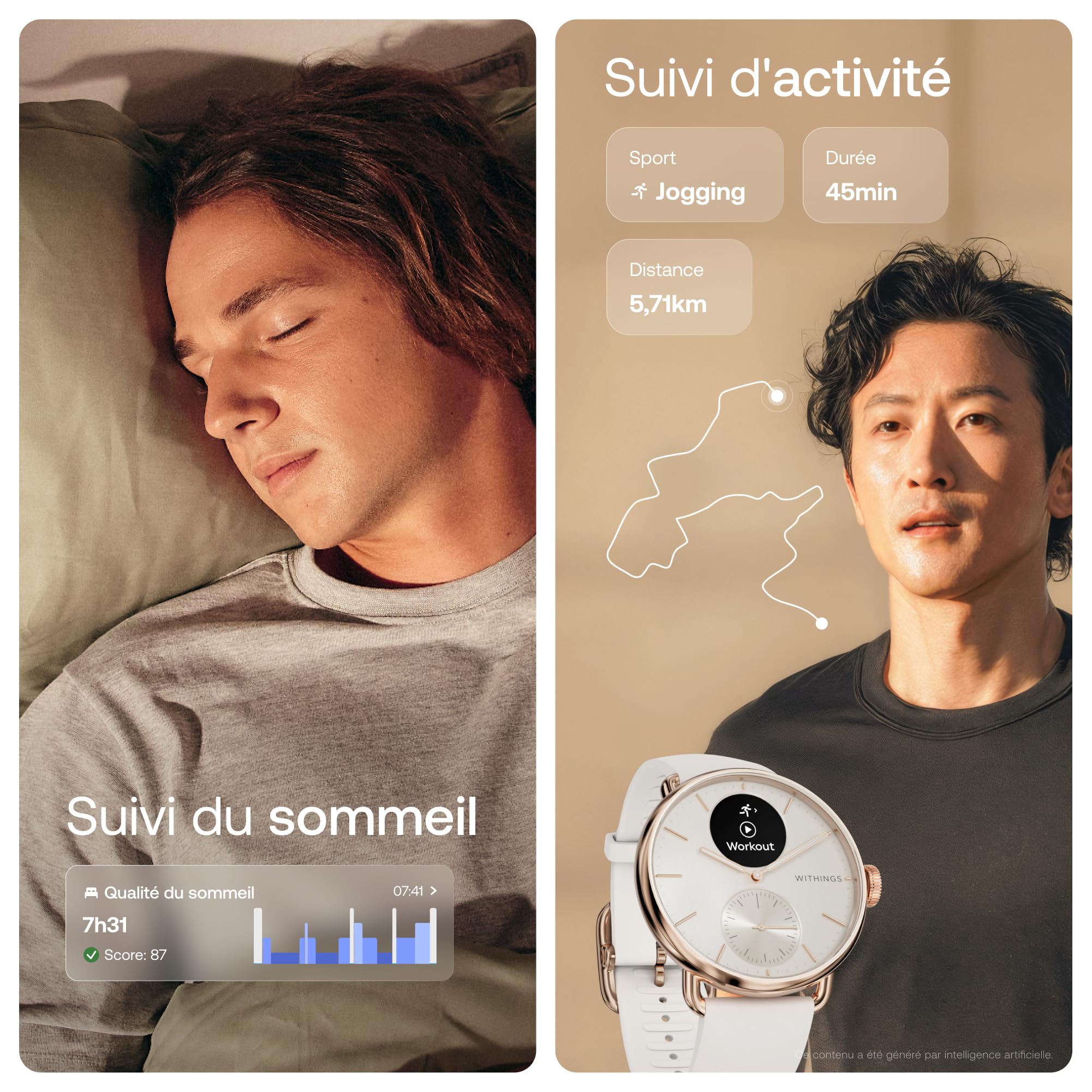 Withings ScanWatch 2 - Montre connectée, ECG, SpO2, température, Suivi du Sommeil, santé respiratoire, activités, Calories, étanche, Batterie de 35 Jours, Android & iOS, 38mm, Rosegold