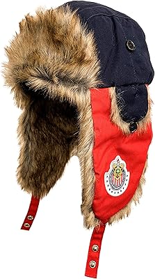 Icon Sports Chivas Trapper Hat, Club Guadalajara Winter Hat, with Faux Fur & Ear Flaps - for Hunting, Skiing & Cold Weather Activities Navy