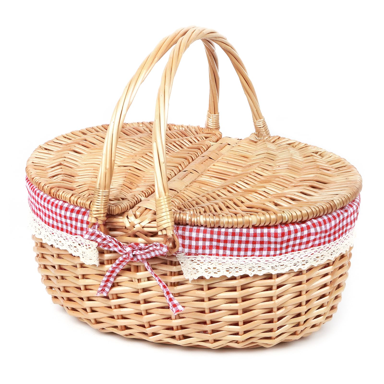 Hap Tim Wicker Picnic Basket for 2 - Unique Gifts Ideas for Couple, Engagement, Wedding, Bridal Shower, Family, Christmas, White Elephant Gifts for Adults(Y2408B-2)