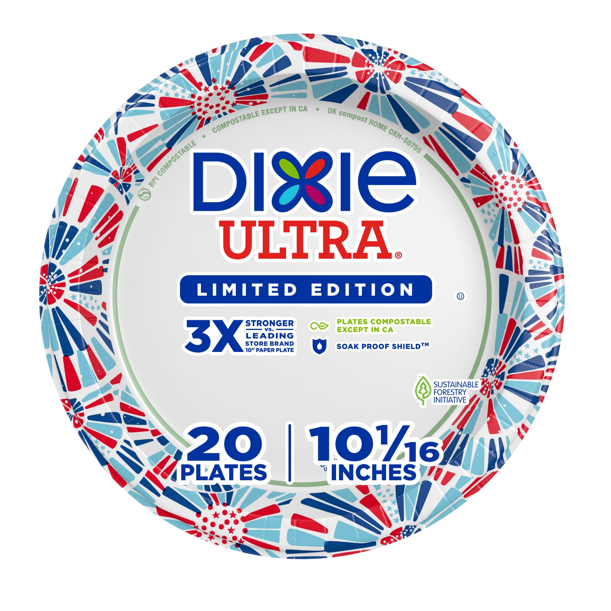 Dixie Ultra Limited Edition 10" Dinner Paper Plates, 20 Count