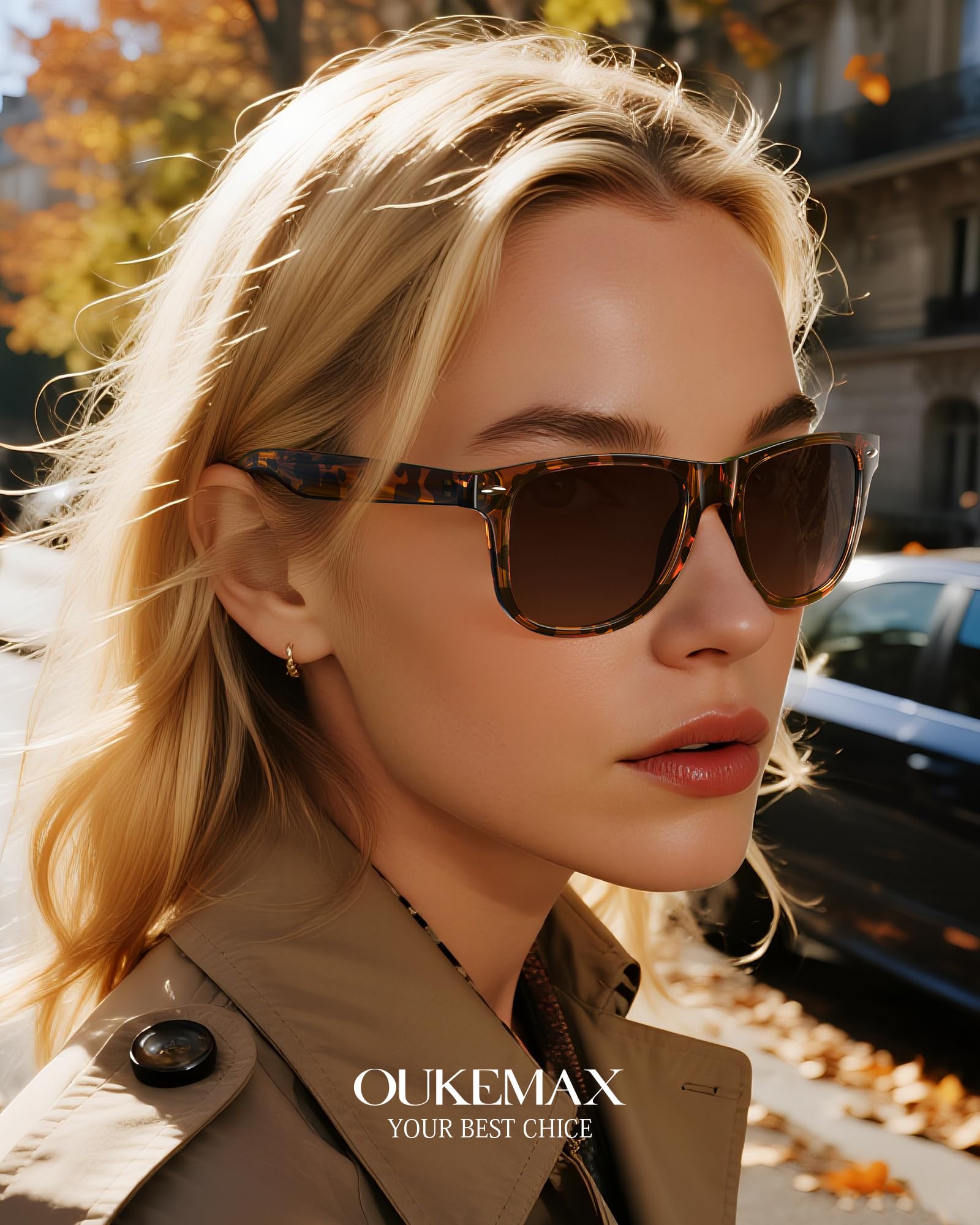 Gafas de sol polarizadas para mujer: gafas de sol polarizadas de moda con protección UV400, gafas de sol de moda, Negro + marrón degradado + marrón claro, M 7