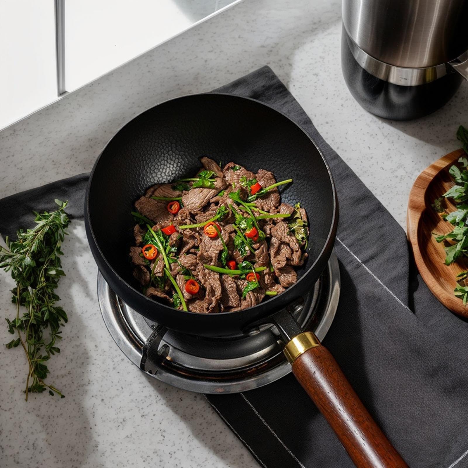 Eisenpfanne Unbeschichtete Großbauchige Gusseisen-Bratpfanne Kochgeschirr | Antihaft-Sauteuse Mit Deckel Für Fisch Steak Ei Hähnchen Garnelen Küche