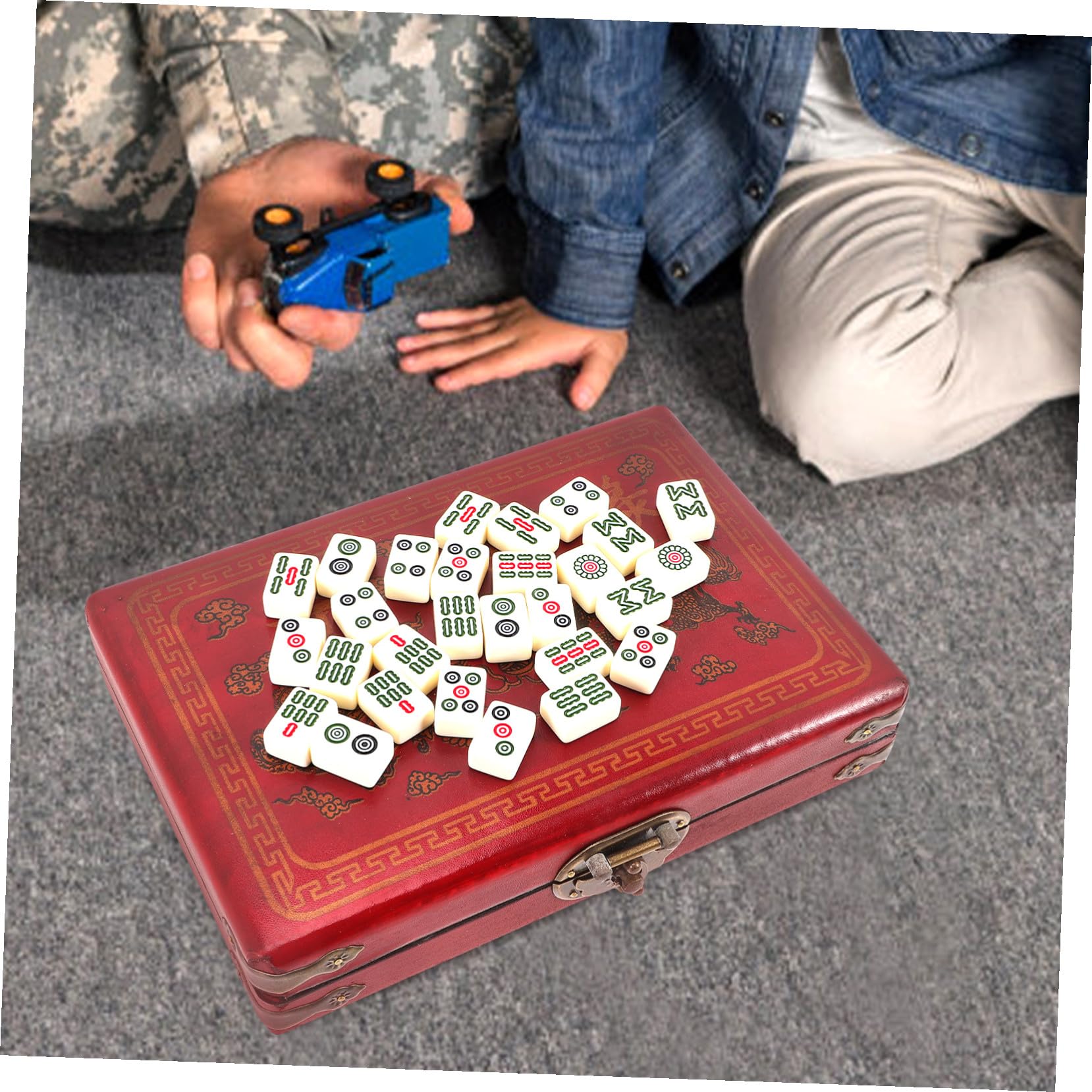 ORFOFE Tragbares Mahjong Satz 1 Satz Acryl und Holz für Zuhause | Kompakte Größe, Leicht zu Transportieren, Geeignet für Partys und Reisespiel