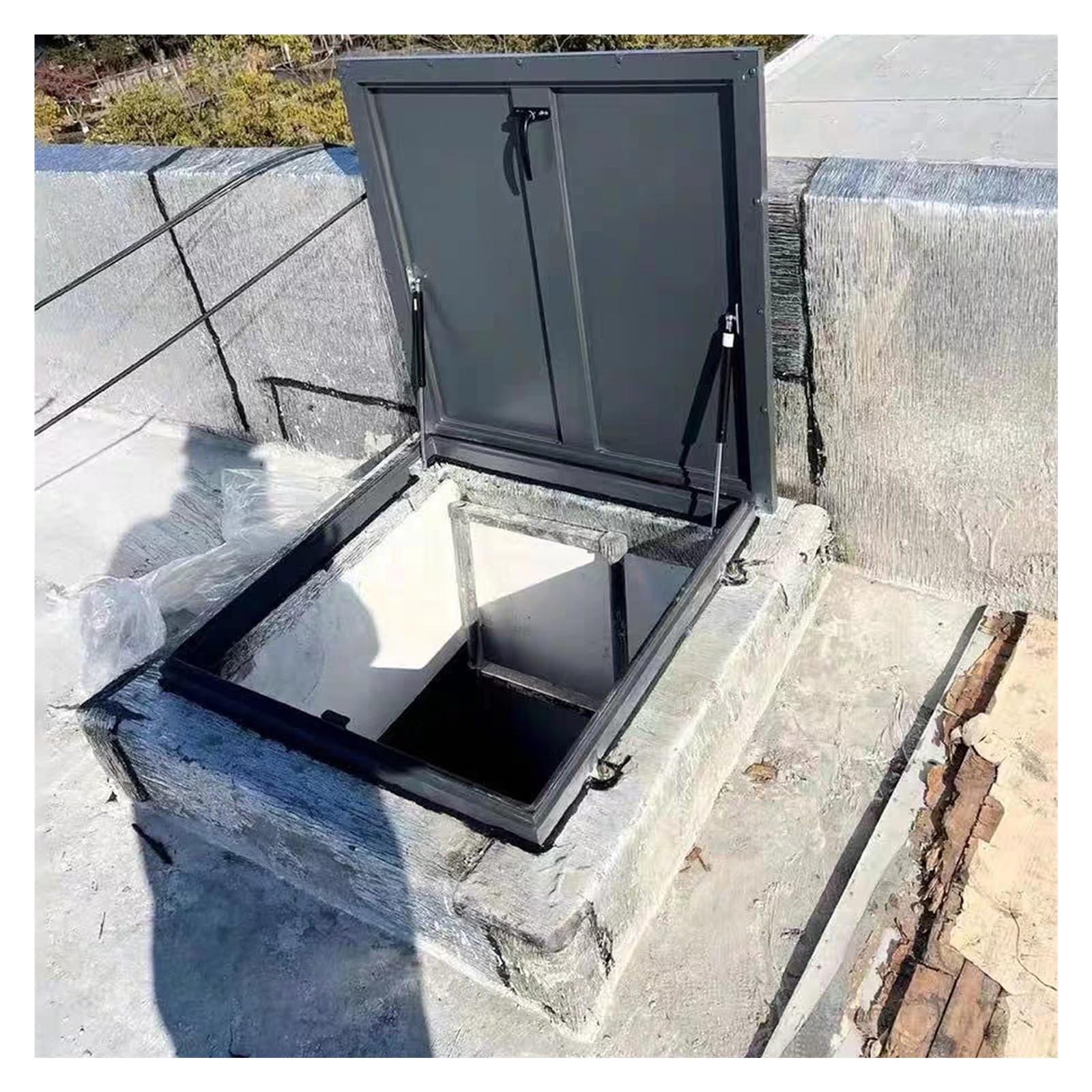 Botola di Accesso Commerciale Resistente alle intemperie, con Apertura Interna per botole di Emergenza, Patio e Coperchio di pozzo - 86,3x101,5 cm (34"x40"). Soluzione di Accesso Durevole.