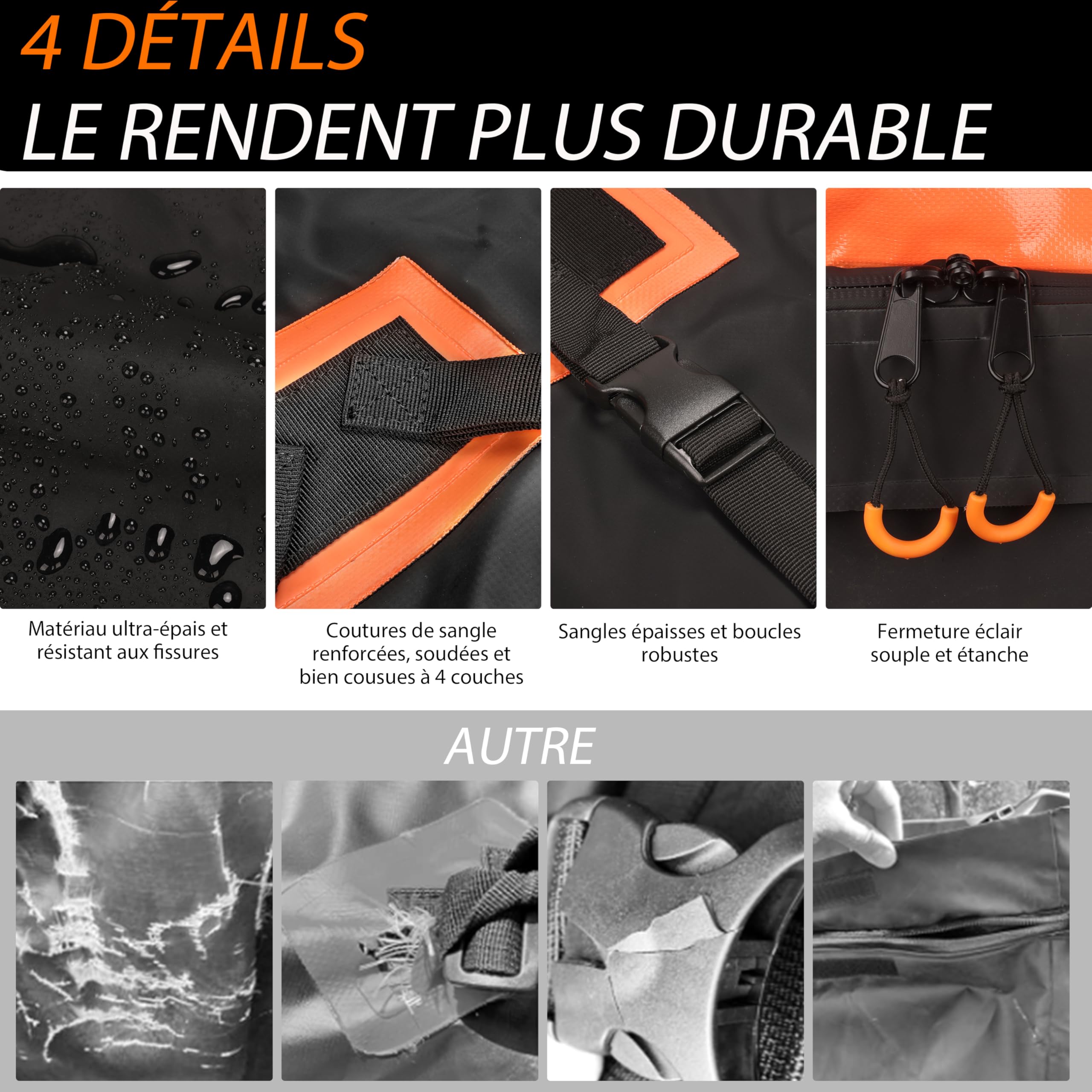 Einesin Coffre de Toit Voiture Étanche, Coffre de Toit Voiture étanche 1000D Oxford avec 10 Sangles et 7 Crochets pour Véhicules avec/sans Porte-Bagages Transport De Bagages (105x90x45cm)