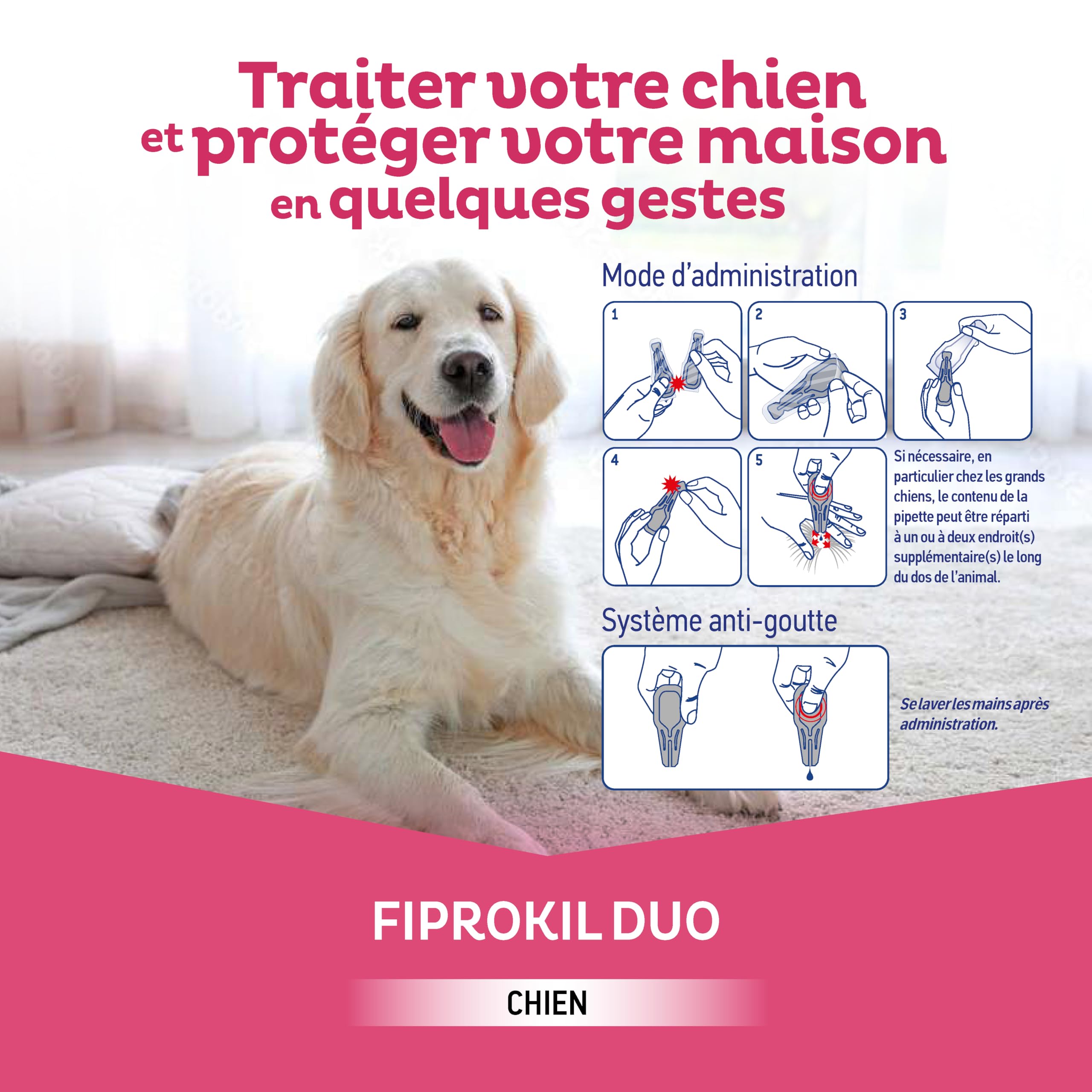 Fiprokil Duo Petits Chiens Clément Thékan (2-10 kg) - Anti-Puces/Tiques - Élimine parasites/Oeufs - Protège Jusqu’à 7 semaines l’Animal et 12 semaines l’Environnement - 4 pipettes Spot on