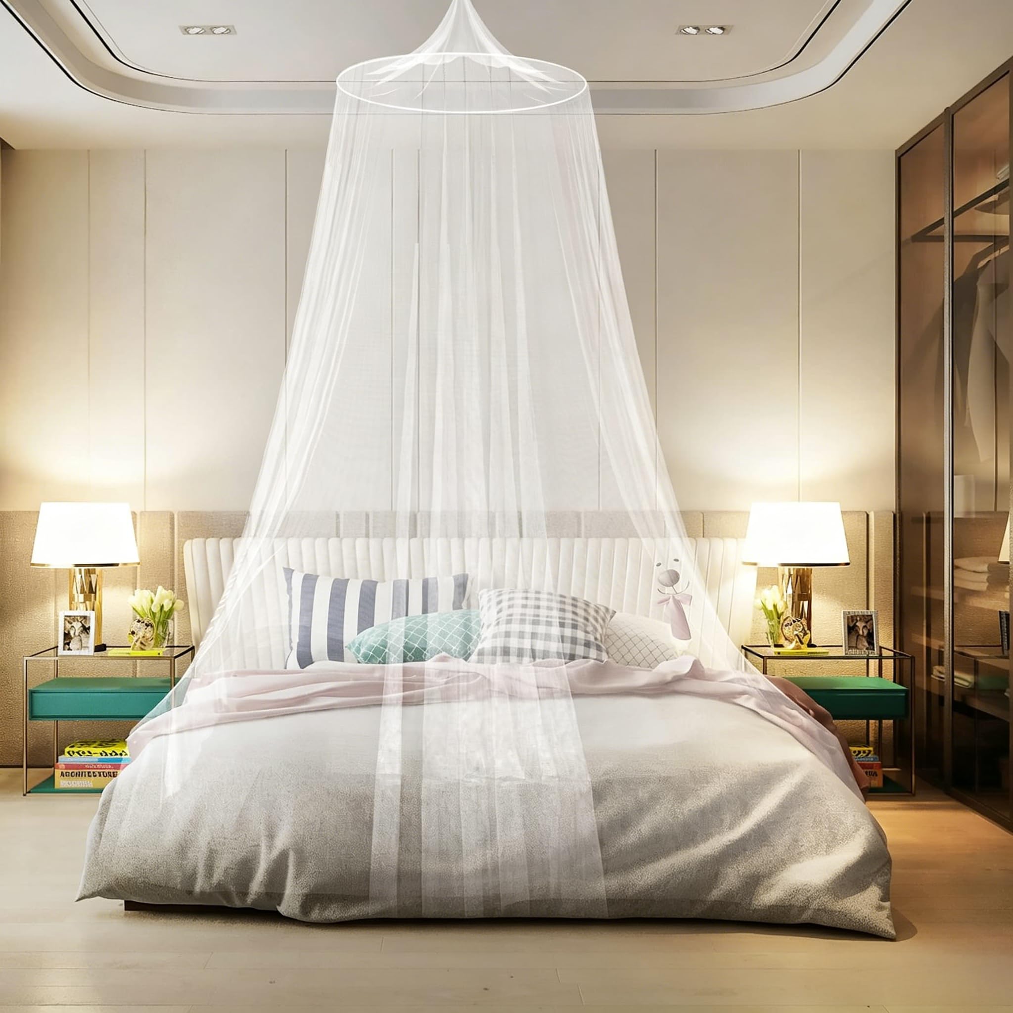 Faburo Mosquiteras Grande Universal, Mosquitera Cama Matrimonio, Mosquitera para Cama, Dosel Cama Infantil con Diseño de Cúpula, Mosquito Net para Viajar Doble Cama, para Casa y Camping