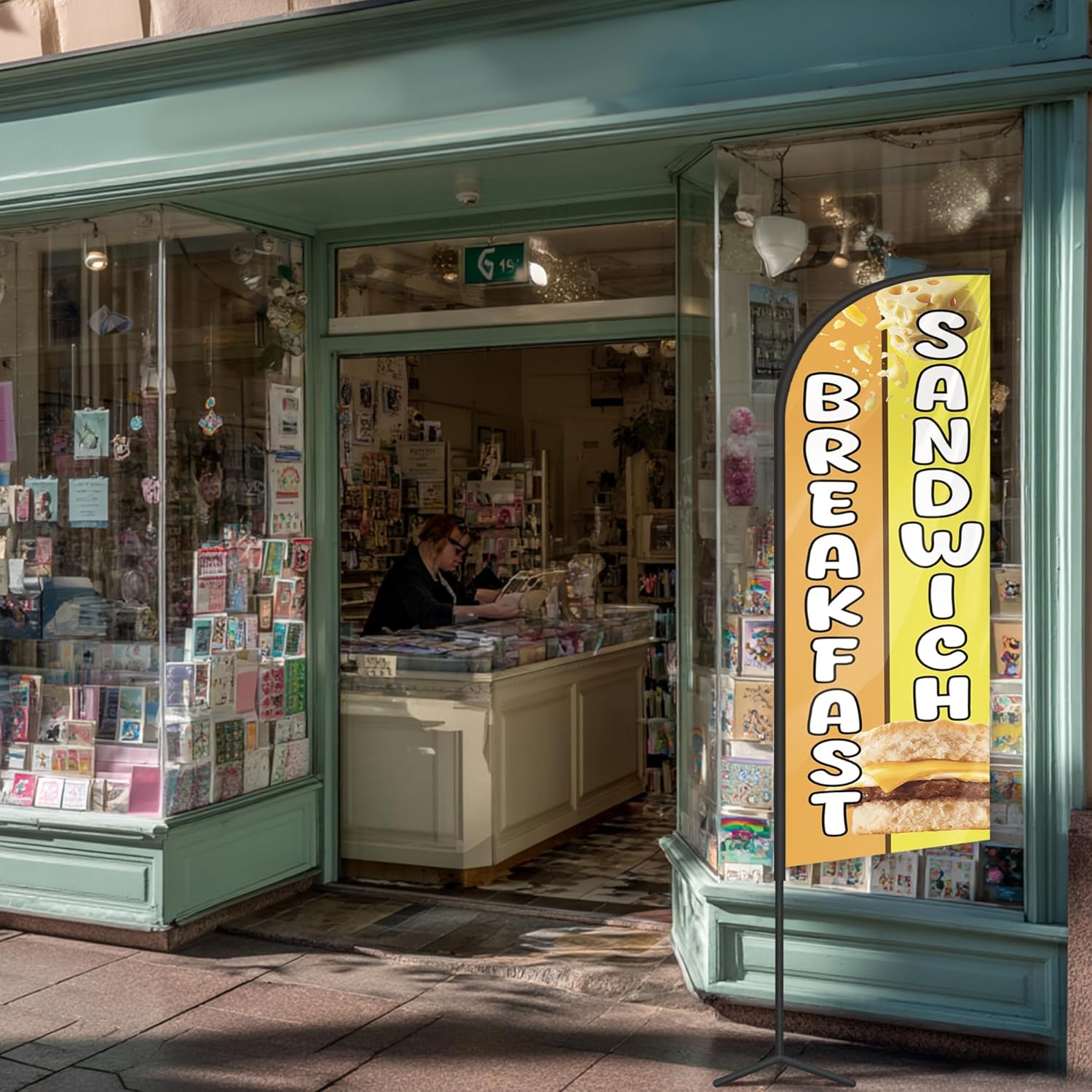 Breakfast Sandwich Feather Flag for Business Advertising 6 FT Swooper Flag for Storefronts Retailers Shops Food Trucks Events and Fairs (Flagpole Not Included) - Image 5