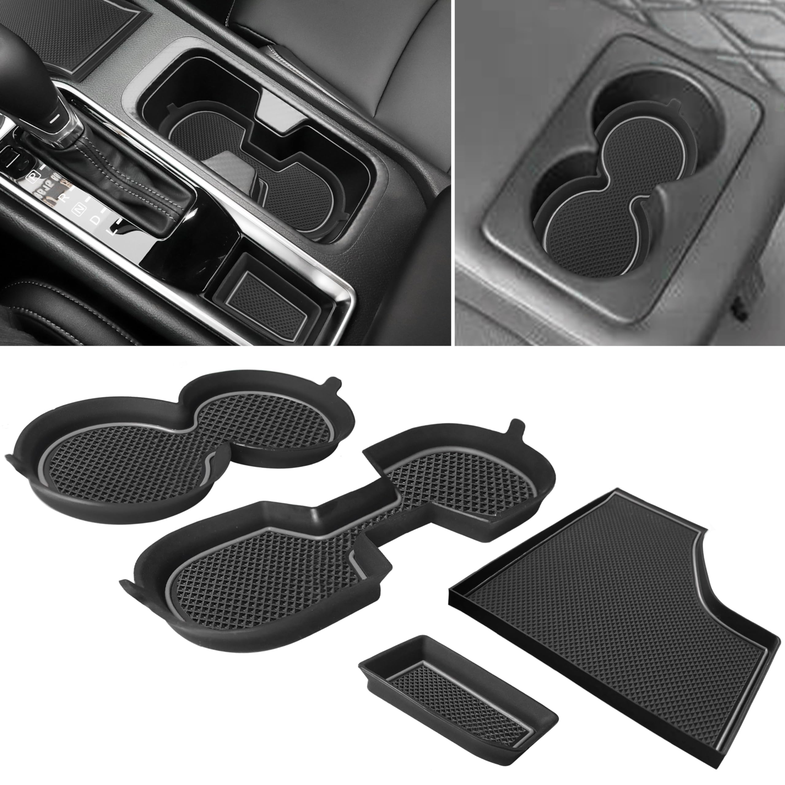 SENSHINE Cup Holder Inserts Coaster for Nissan Sentra Accessories 2025 2024 2023 2020-2022 3D Silicone Cup Holder Coaster Center Console Liners