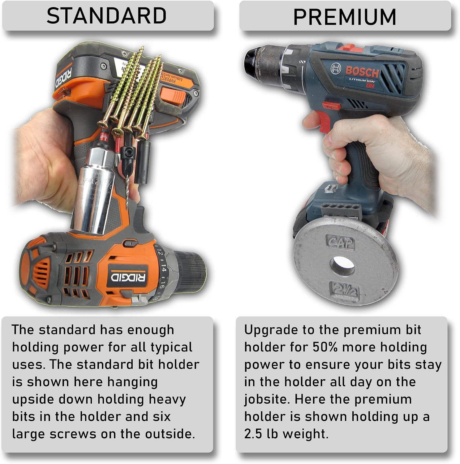 Halberd Universal Fit Magnetic Bit Holder, Securely Mounts to Belt Clip Screw, Fits Both Left and Right Side of Driver, for Milwaukee, DeWalt, Ridgid, Makita, Bosch, Ryobi, More (2 Pack)