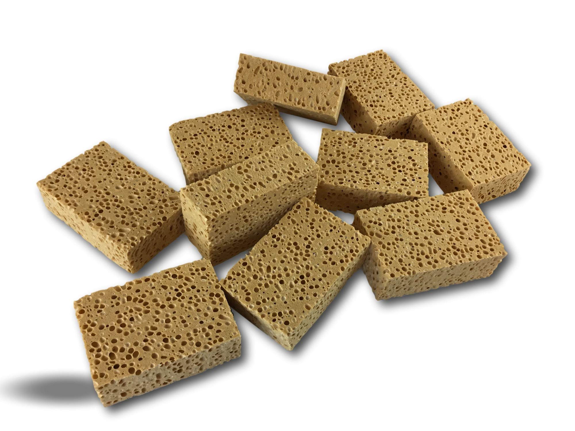 Lot de 10 éponges végétales Brunes 140x90x50 | Haute qualité | Spéciales Gros travaux | Lessivage Murs sols plafonds | Absorbantes résistantes | Domestique ou Professionnel | Kibros EPVGGT01b