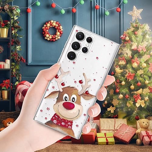 Miniatura 5 de 3 fundas navideñas para Galaxy S23 Ultra, paquete de 3 unidades, silicona suave, piel transparente, vacaciones, invierno, temporada de mujeres,