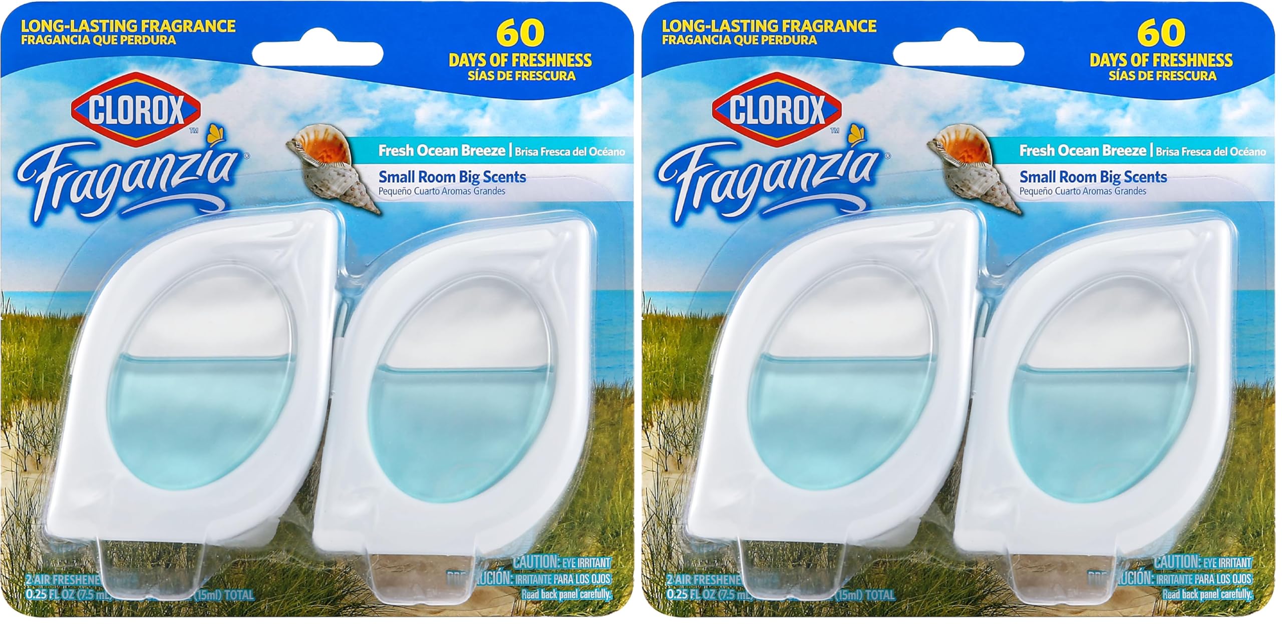 Clorox Fraganzia Small Room Air Freshener in Fresh Ocean Breeze, 2ct | Peel & Place, No-Plug, Battery-Free for Closets, Laundry Room, Entry Way, Bathroom, Locker, 2 Units