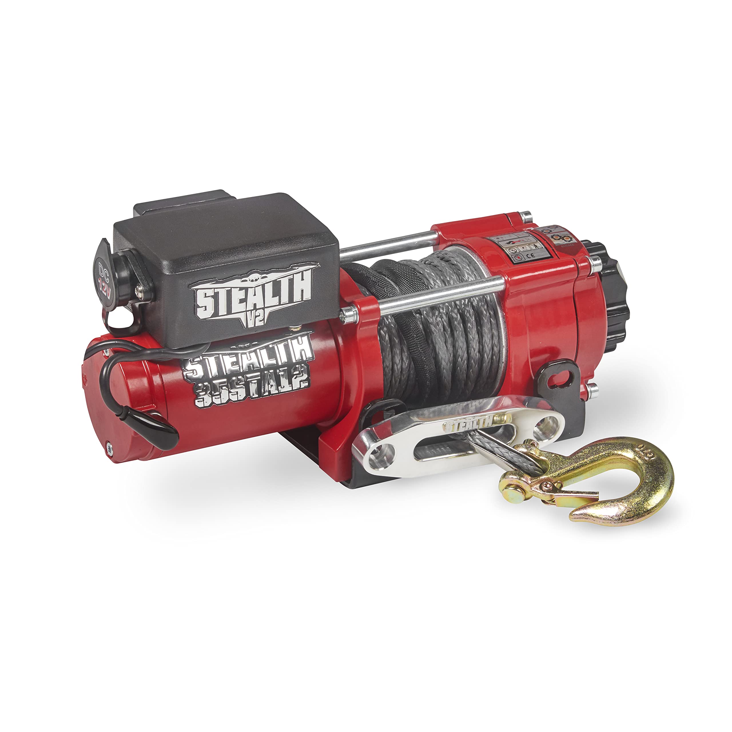 Stealth 3500lb 12v Kabellose Budget-Bergeseilwinde - Kraftvoller Wickelmotor - Vollstahl-Getriebe - Schwere Solenoid, Montageplatte, Drahtlose Fernbedienungen - Benutzerfreundlich - Synthetikseil