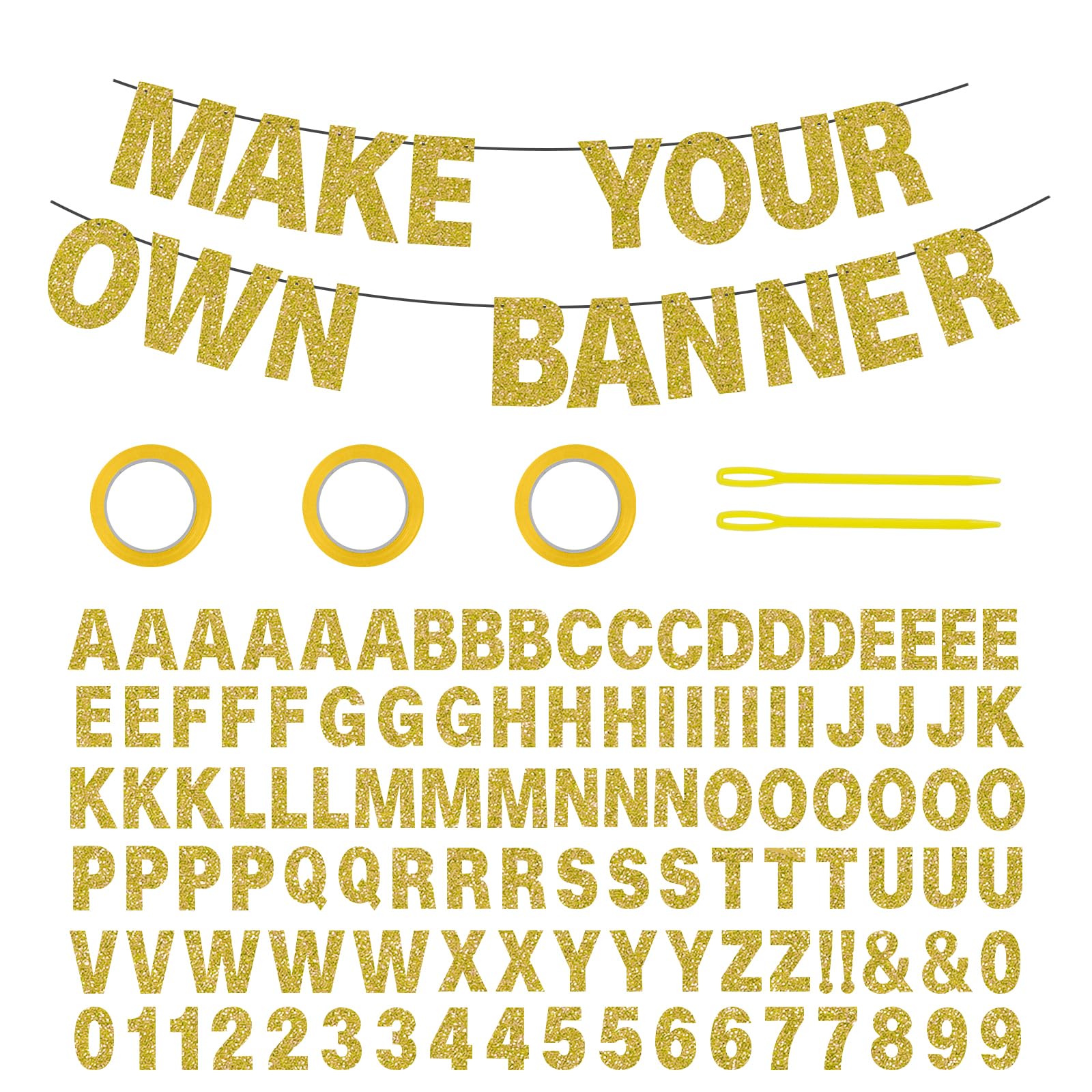 Alaoo Happy Birthday Banner Party Decorations, Gold Glitter