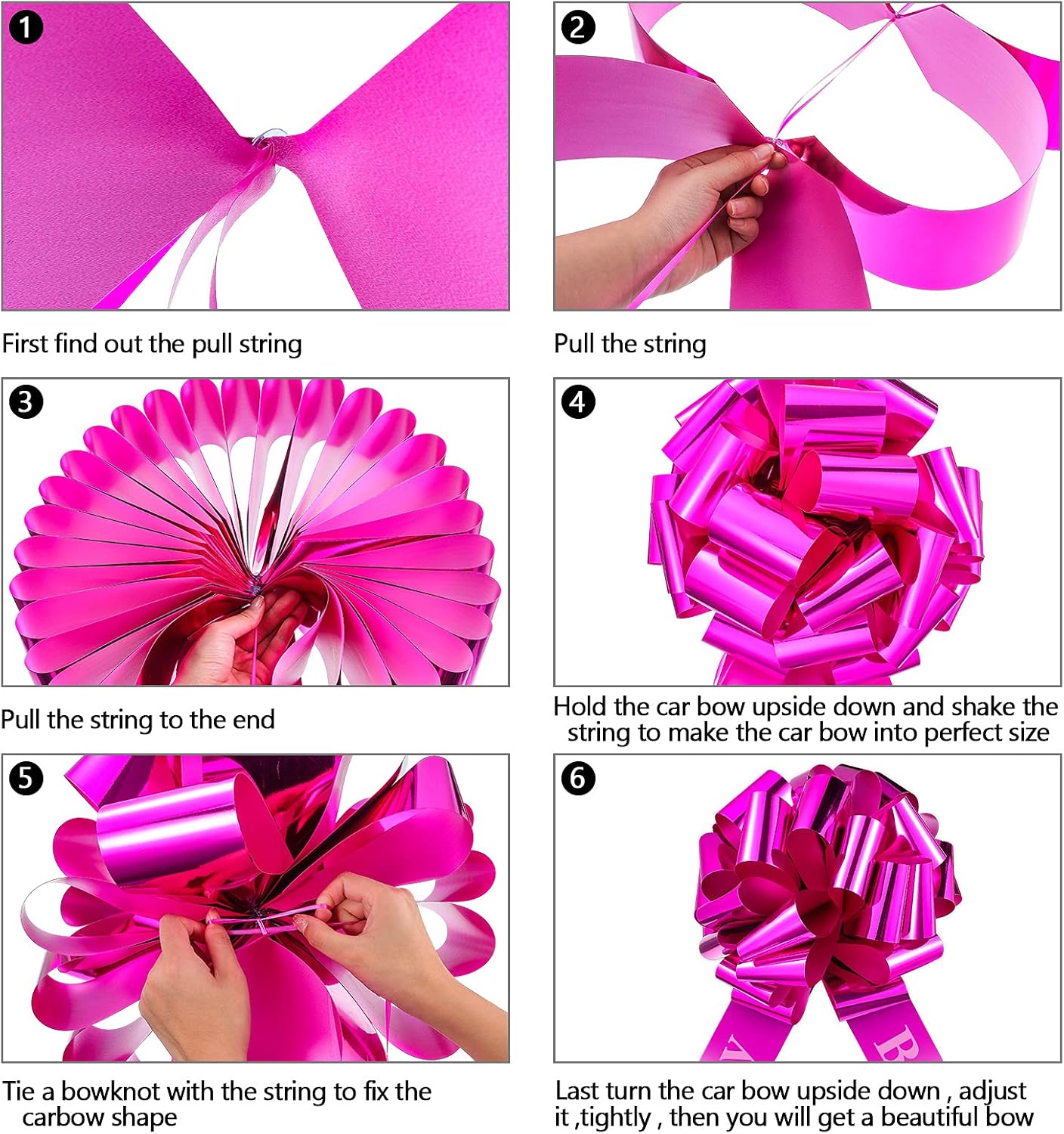 Happy Birthday Big Car Bow Large Gift Bow Wrapping Decoration for Birthday Christmas Party Decoration(20 Inches,Magenta) - Image 4