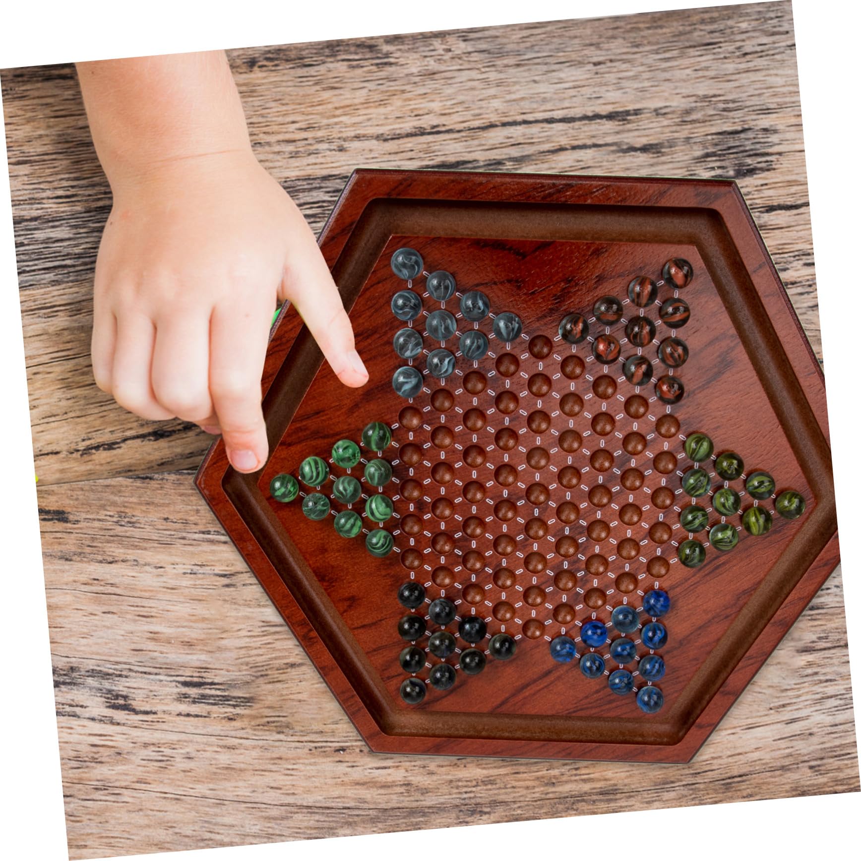 Dama Cinese in Legno per Bambini, Gioco da Tavolo Educativo per Sviluppare Intelligenza e Capacità di Problem Solving, Elegante Materiale Sintetico, per Casa e Scuola