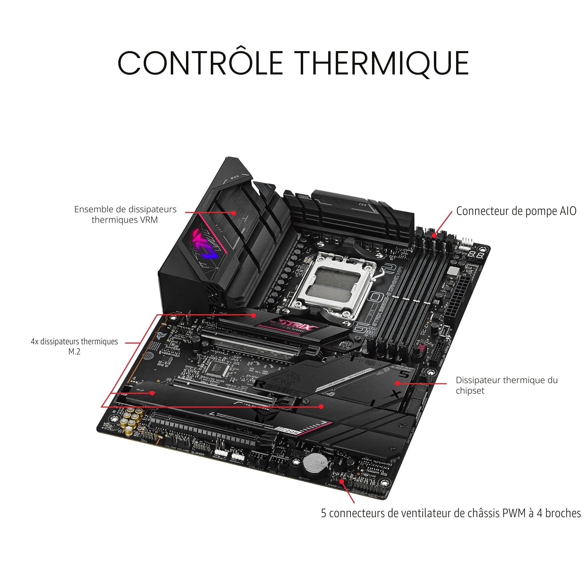 ASUS ROG STRIX B650E-E GAMING WIFI – Carte mère gaming AMD Ryzen AM5 ATX (16+2 phases d'alimentation, DDR5, 4 x M.2, PCIe 5.0, WiFi 6E, 2.5G LAN, USB 3.2 Gen 2x2 Type-C rear I/O port, Aura Sync RGB)