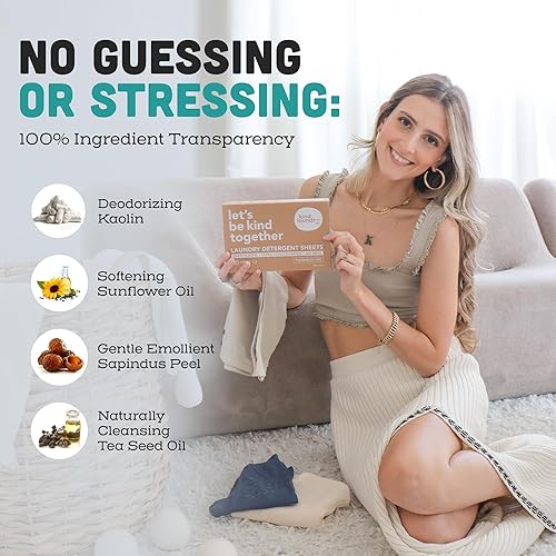 Miniatura 9 de KIND LAUNDRY Hojas de detergente sin perfume  Galardonadas tiras de jabón ecológicas para lavadora fórmula sin líquido a base de plantas cero
