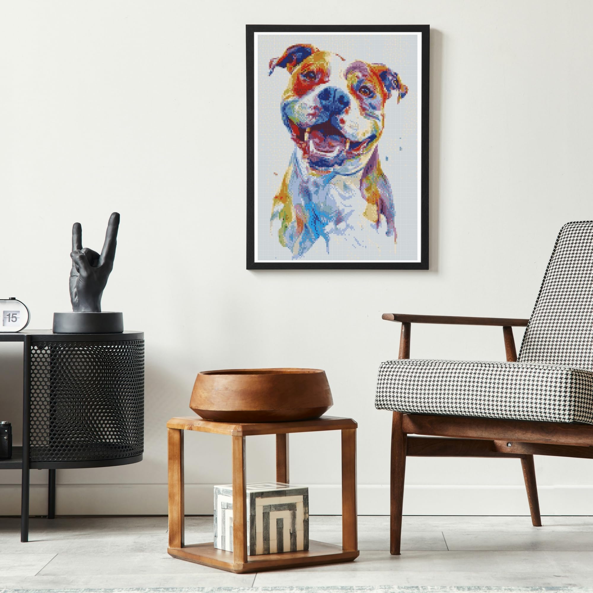 GWYDYB Pittura diamante 5D fai-da-te con kit numerici - Pitbull grigio - Pittura con diamanti Arte Casa Soggiorno Camera da letto Decorazione ufficio Regalo 30×40 cm