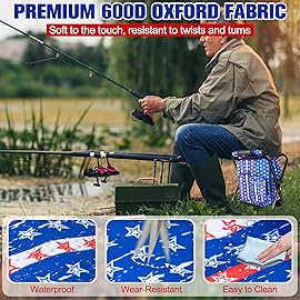 Kikerike Backpack Stool Cooler Chair Heavy Duty 300 LBS Max Load Portable Lightweight Stool Backpack Folding Fishing Cooler Seat for Camping Hunting Fishing - American Flag