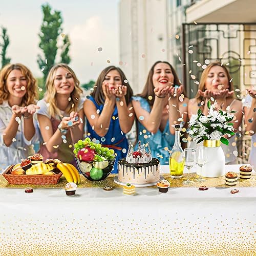 Miniatura 5 de Juego de mantel y camino de mesa de lentejuelas con diseño de lunares y confeti, de plástico, para decoración de cumpleaños, boda, aniversario,