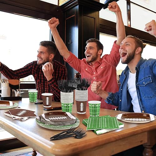 Vista 76 de durony 144 Pieces Sports Themed Paper Plates and Napkins Dinnerware Set Sports Birthday Party Tableware Paper Plates Napkins Forks Serve 24 for