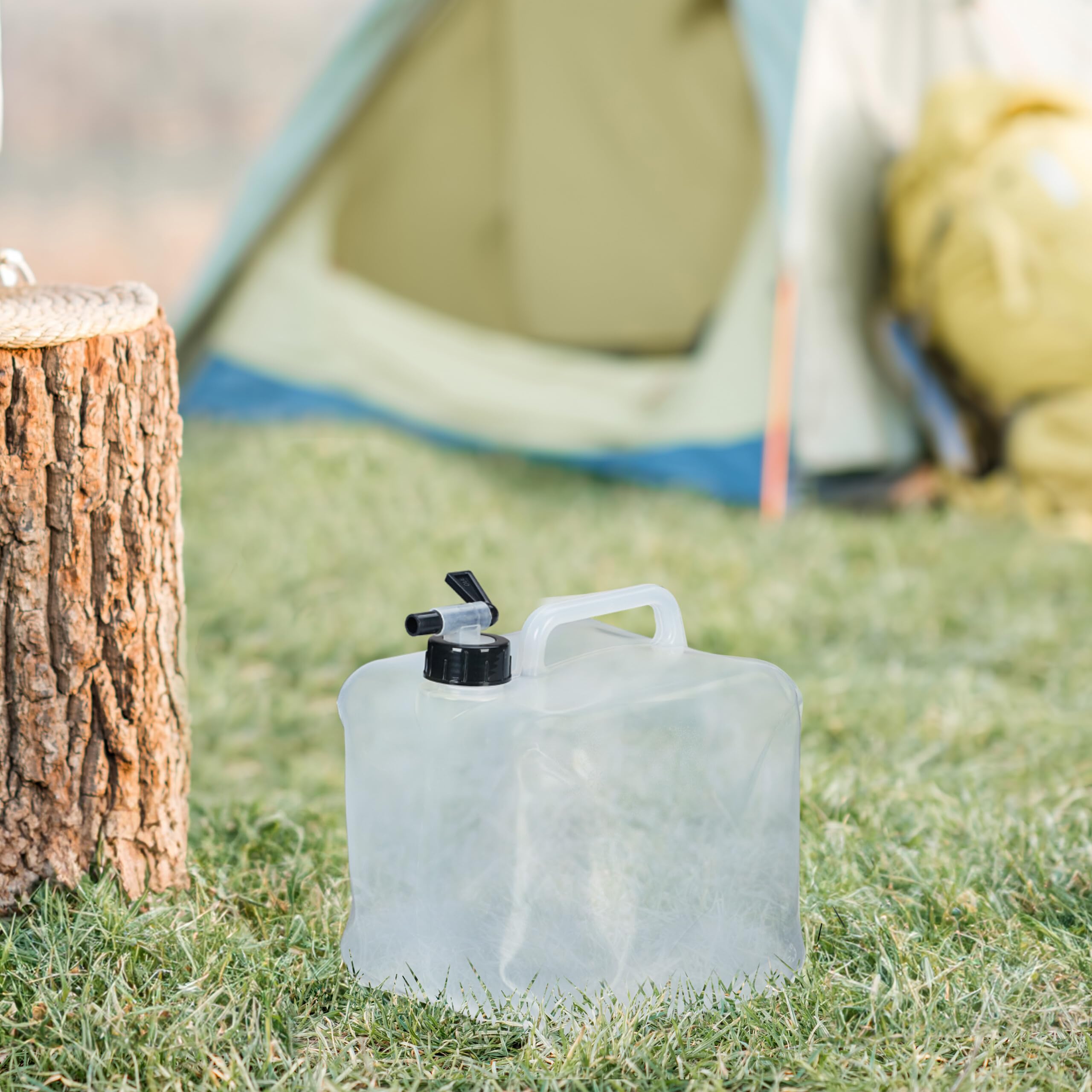 Relaxdays Jerricans carrés pliants en Lot de 4, Contenant à Eau, avec Robinet, sans BPA, 10 litres, Transparent