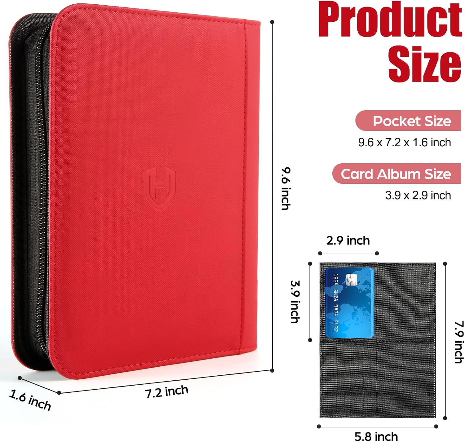 Pemocyny Trading Card Binder with Sleeves, Red, 288 Card Storage Capacity, Durable and Waterproof