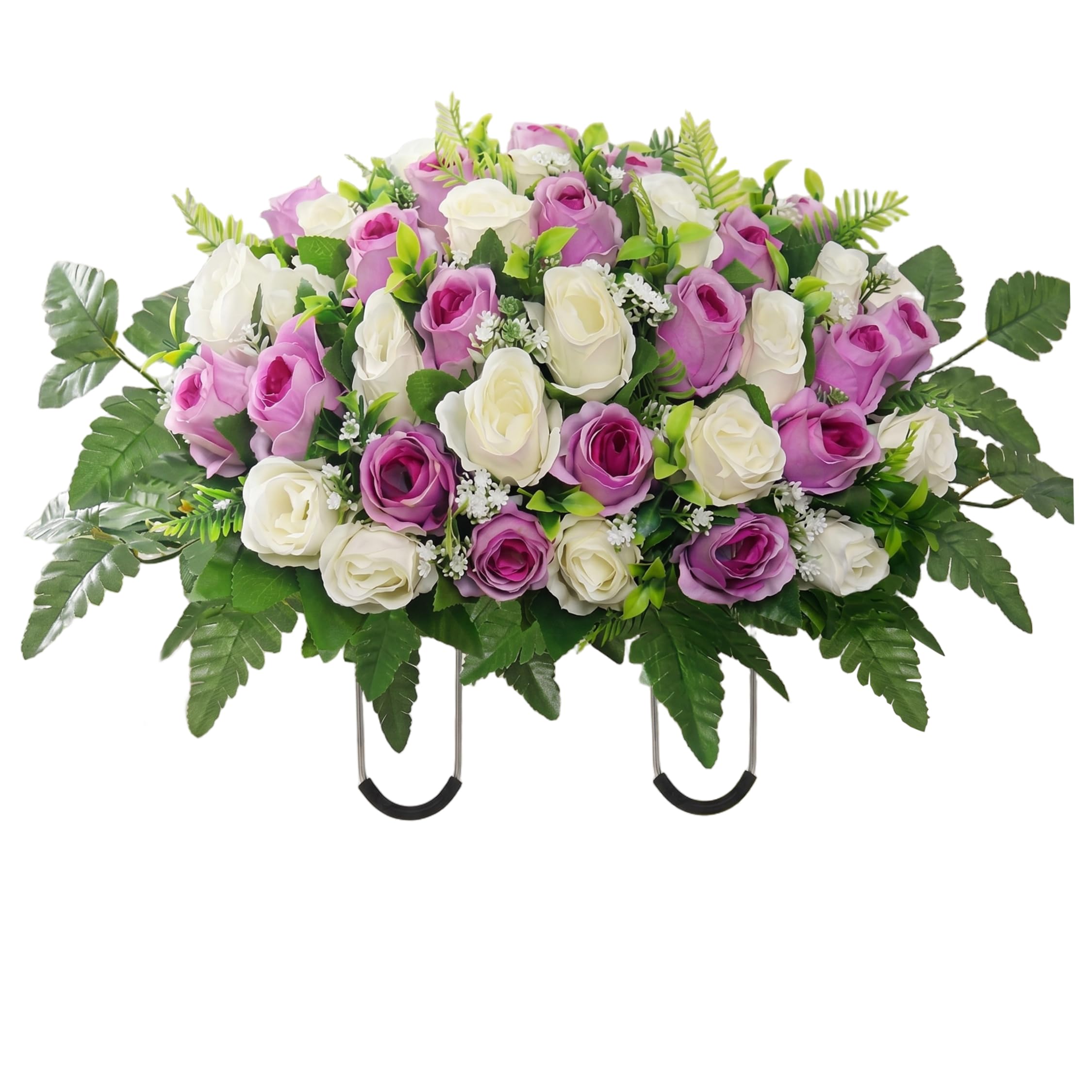 Syglawnd Headstone Flower Saddle, Artificial Memorial Flowers For Gravesite, Cemetery Decorations For Grave - 25.59 * 13.78 Inch, Flowers For Cemetery