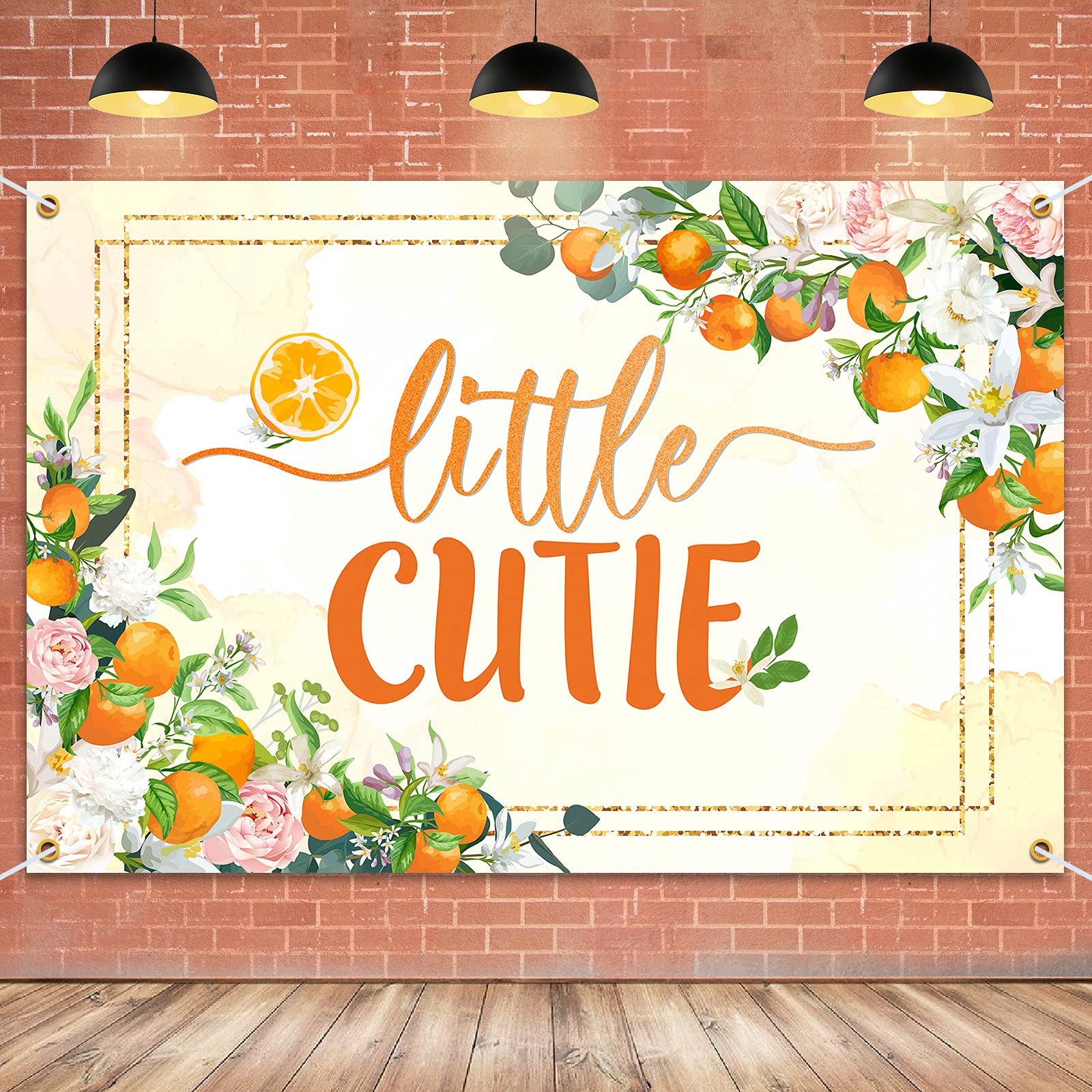 HAMIGAR6x4ft Little Cutie Banner Backdrop - Fall Baby Shower Decorations Party Supplies for Boys Girls - Orange