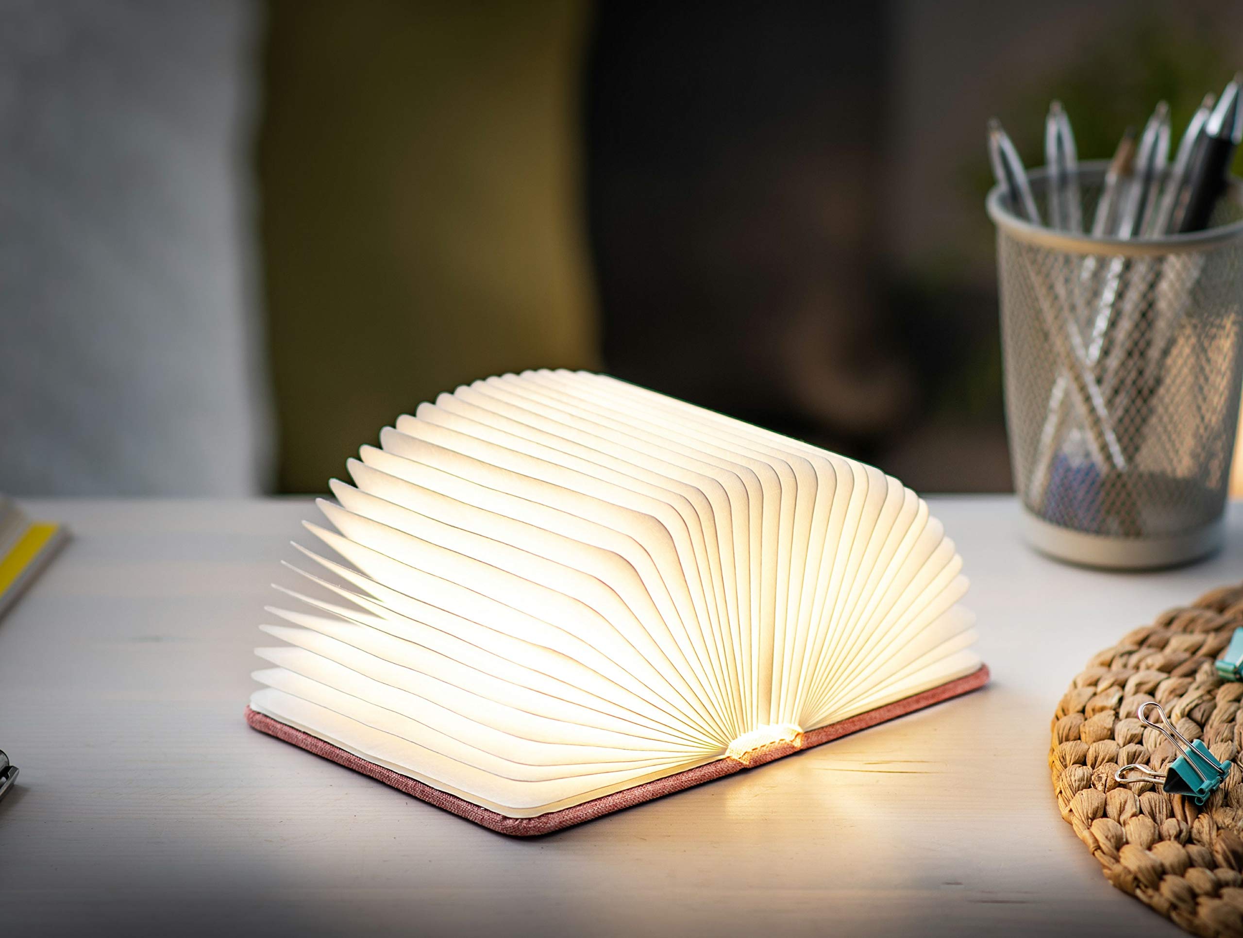 Gingko Smart Booklight - lniana mini harmonia pomarańczowa