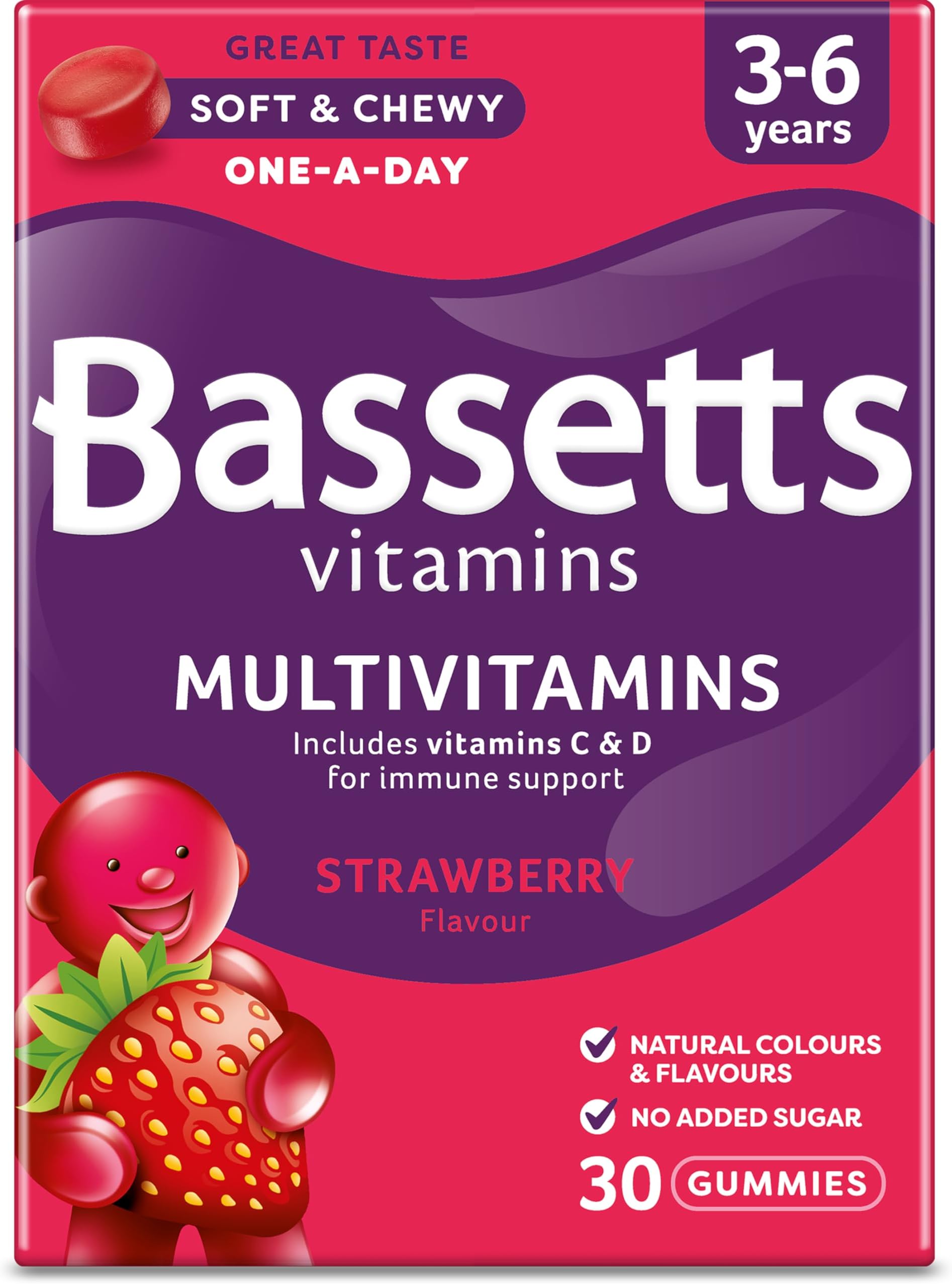 3-6 Years Strawberry Flavour Multivitamins 30 Gummies