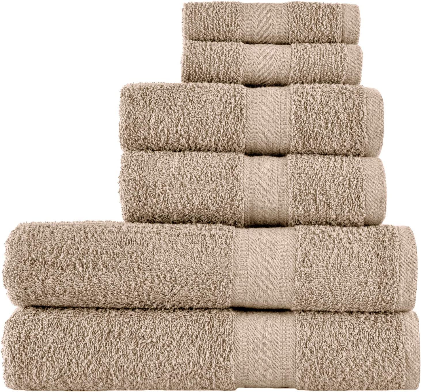 Sweet Needle Set di asciugamani - 2 asciugamani da bagno, 2 asciugamani e 2 salviette, uso quotidiano 500 g/mq, filato ad anello, altamente assorbente per bagno, biancheria (confezione da 6)