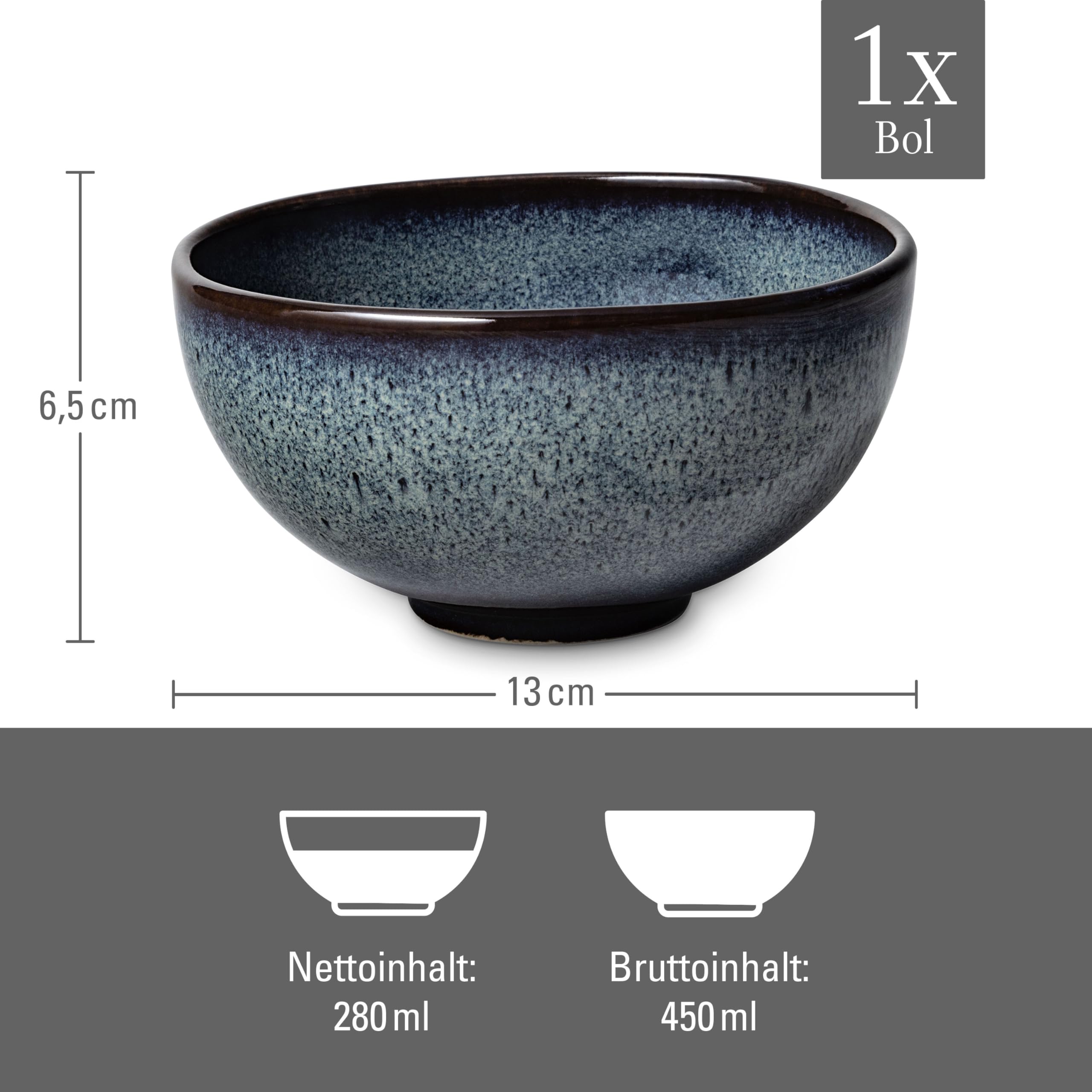 like. by Villeroy & Boch - Lave gris Soup Bowl, 12,8 cm ø, Grey, Earthenware, 13x13x7cm - Image 3