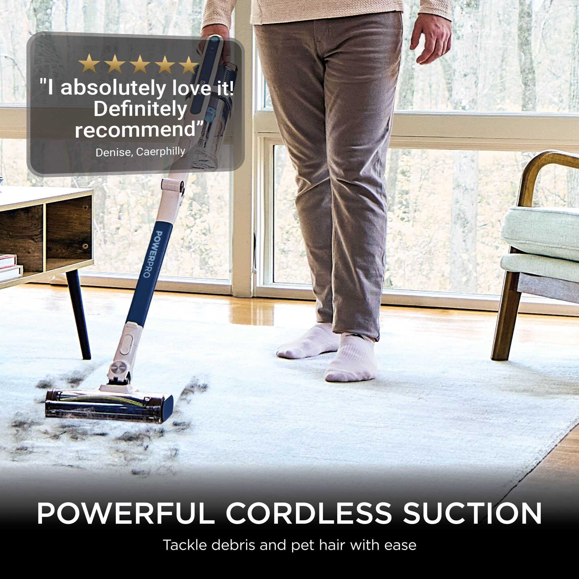 Shark PowerPro Cordless Stick Vacuum Cleaner, Lightweight, Floor Detect Technology, Anti-Hair Wrap Technology, Anti-Allergen Complete Seal, Flexible, Handheld mode, Navy Metallic, IZ380UK - 3