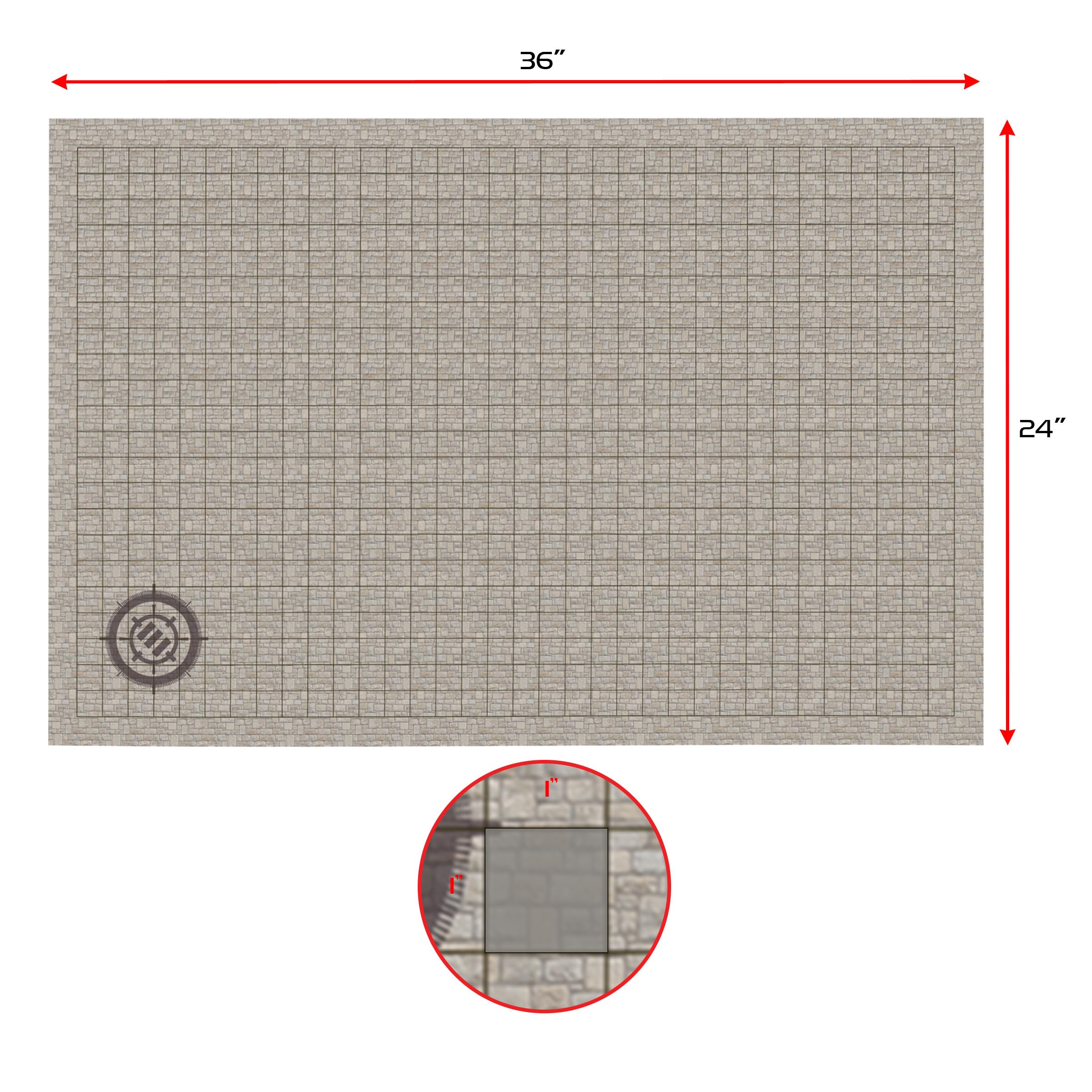 ENHANCE Tappetino RPG a Griglia - Mappa DnD da Tavolo (60.96 x 91.44cm) Tappetino Dry Erase per Giochi di Ruolo, set Completo per Master, Battle mat Cancellabile con Custodia e di Pennarelli (Calcolo)