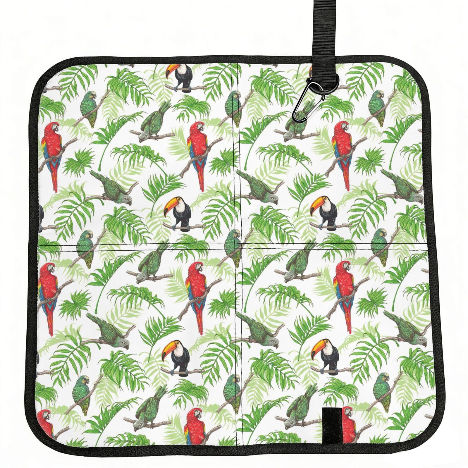 SDEGTHO Parrot Birds and Tropical Tree Printed Foldable Seat Pad with Closure, Lightweight Cushion for Airplane Travel Camping