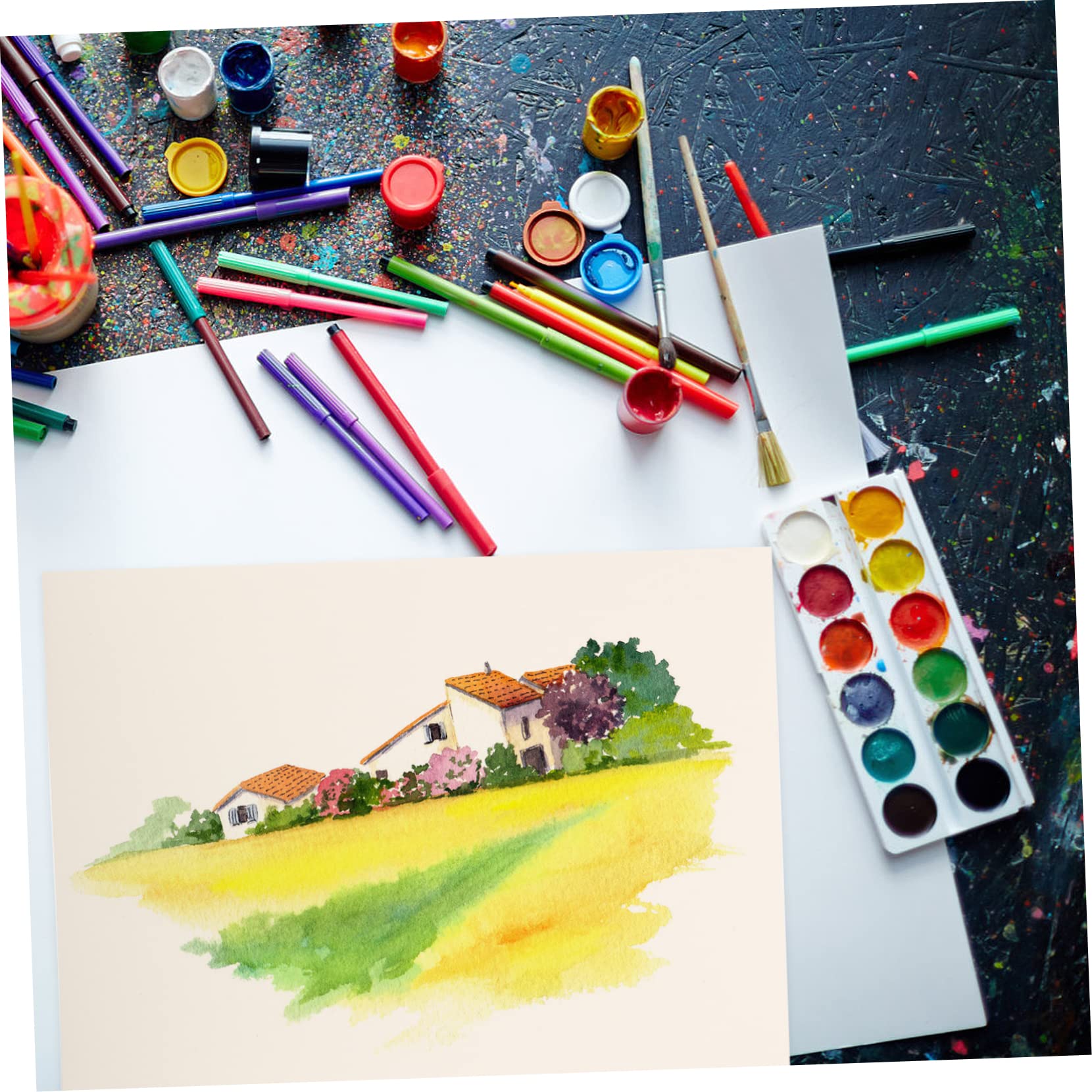 BEBEMOKO 50Sheets Watercolor Painting Durable DIY Craft for School Supplies for Beginners and Art Projects Acid and Cold Pressed