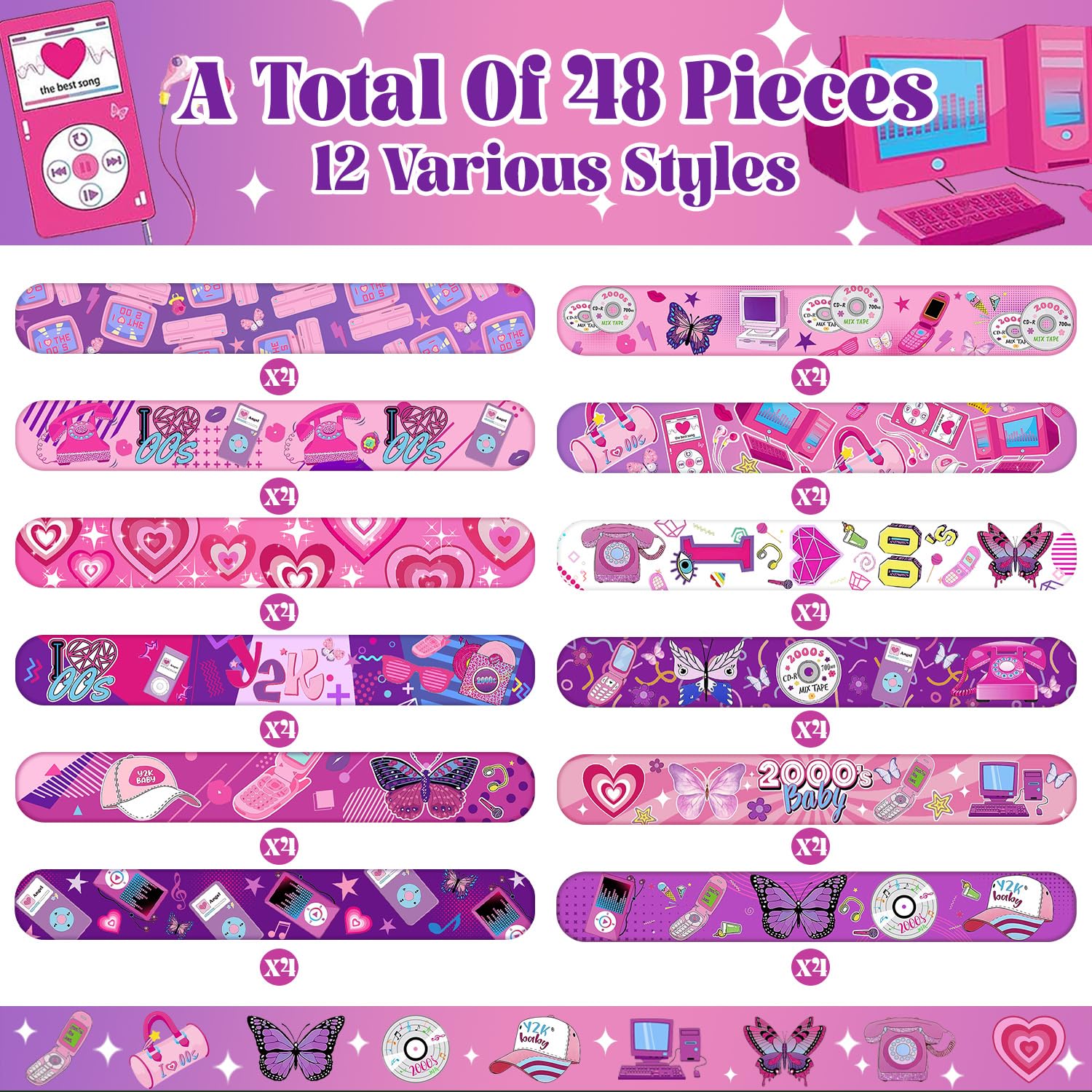 Amazon.com: Lcnjscgo 48PCS Y2k 2000s Pink Party Favors Slap