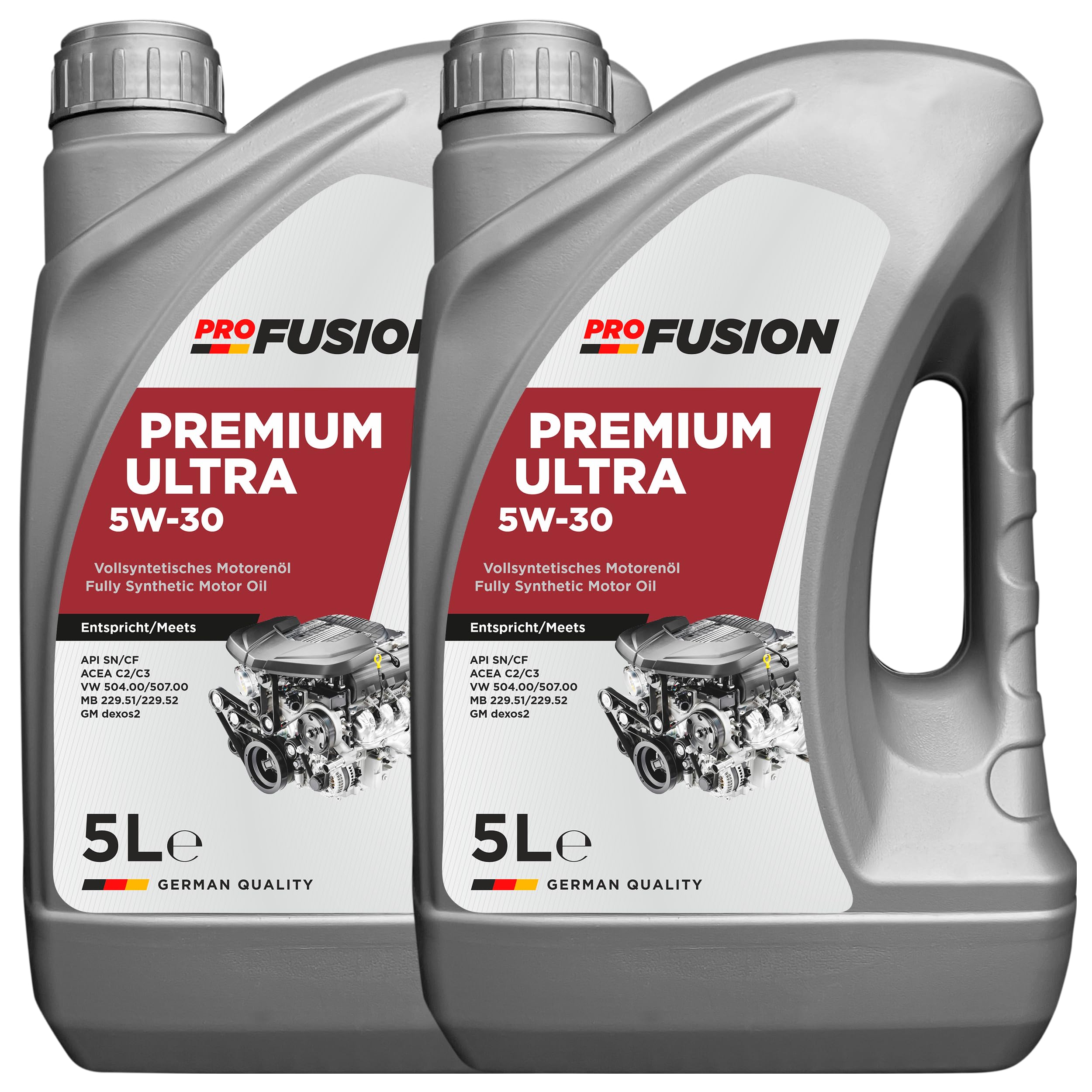 ProFusion Aceite 5W-30 para Motores Gasolina y Diésel - Lubricante Sintético para Coche Premium Ultra ACEA C3 Compatible con Filtros de Partículas (DPF) Pack de 2 x 5L (10 Litros en Total)