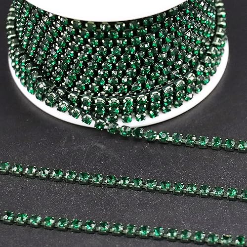 Miniatura 6 de Jerler Cadena de cierre SS6.50.079 in con diamantes de imitación de cristal de 10 yardas para manualidades de costura, ideal para bodas, fiestas,