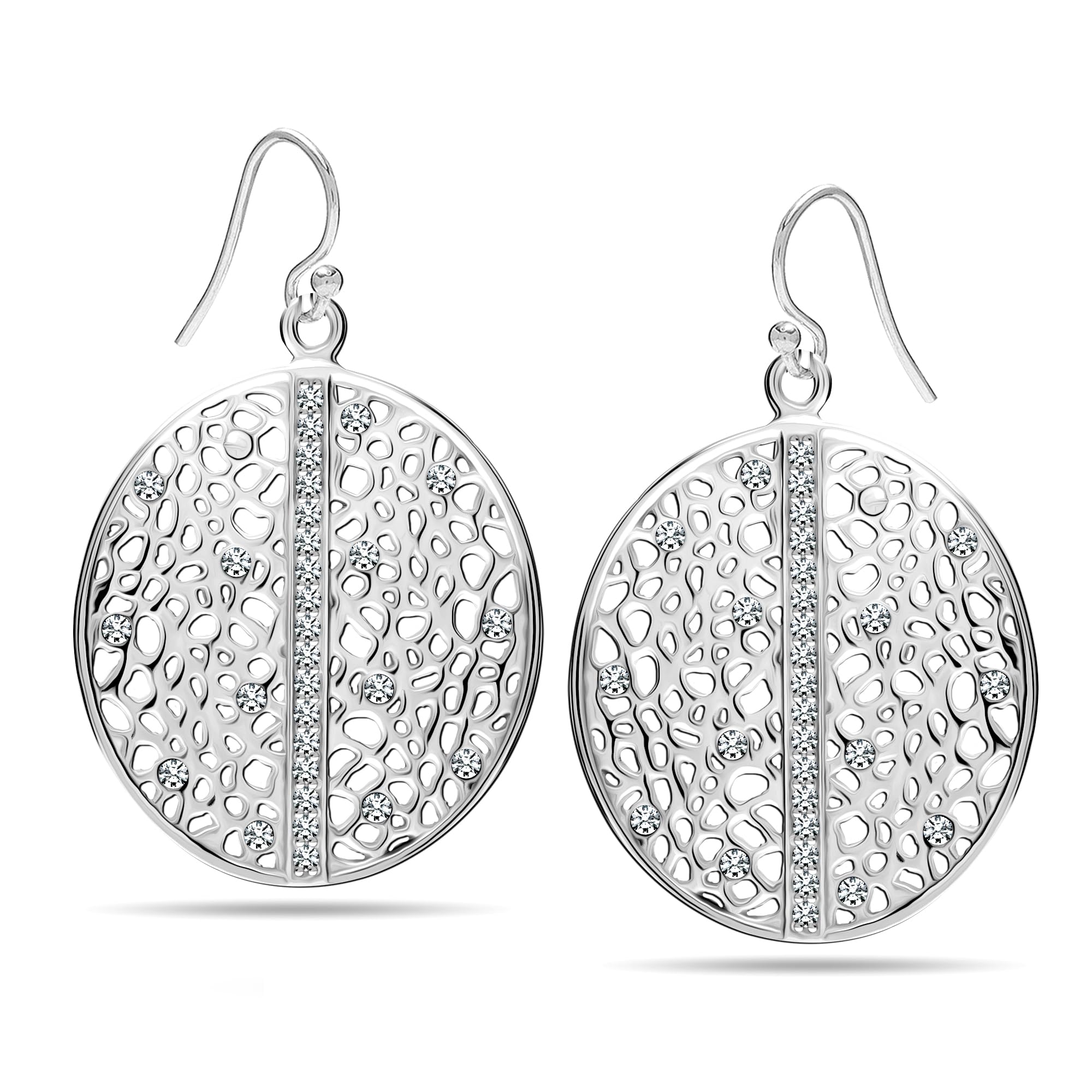 LeCalla Sterling Silber Ohrringe für Frauen, 925 Sterling Silber lange ineinandergreifende handgemachte strukturierte Ohrring für Frauen fallen