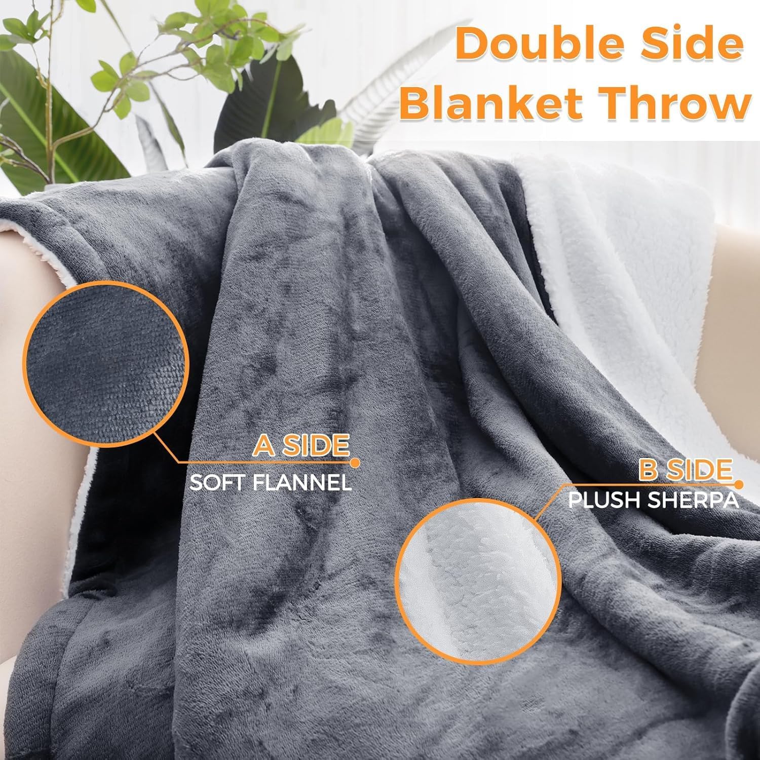 PROALLER Heated Blanket Electric Blanket Grey 50x60in, 10 Levels &1-9H Timer Auto-Off, Machine Washable, Soft Flannel Sherpa Full Body Warming, Sofa Bed Office Use, Heating Blanket - Image 2