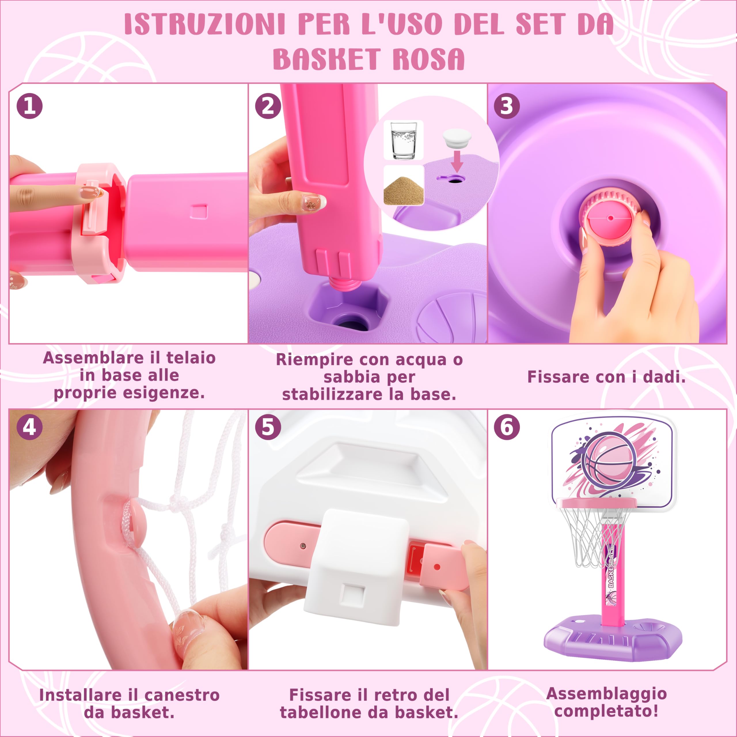 MOMOSTAR Canestro Basket Bambini, Canestro Basket Esterno e Interno, Altezza Regolabile 70-140cm, Giochi da Esterno per Bambini, Regali di Compleanno per Bambini 3 4 5 6 Anni