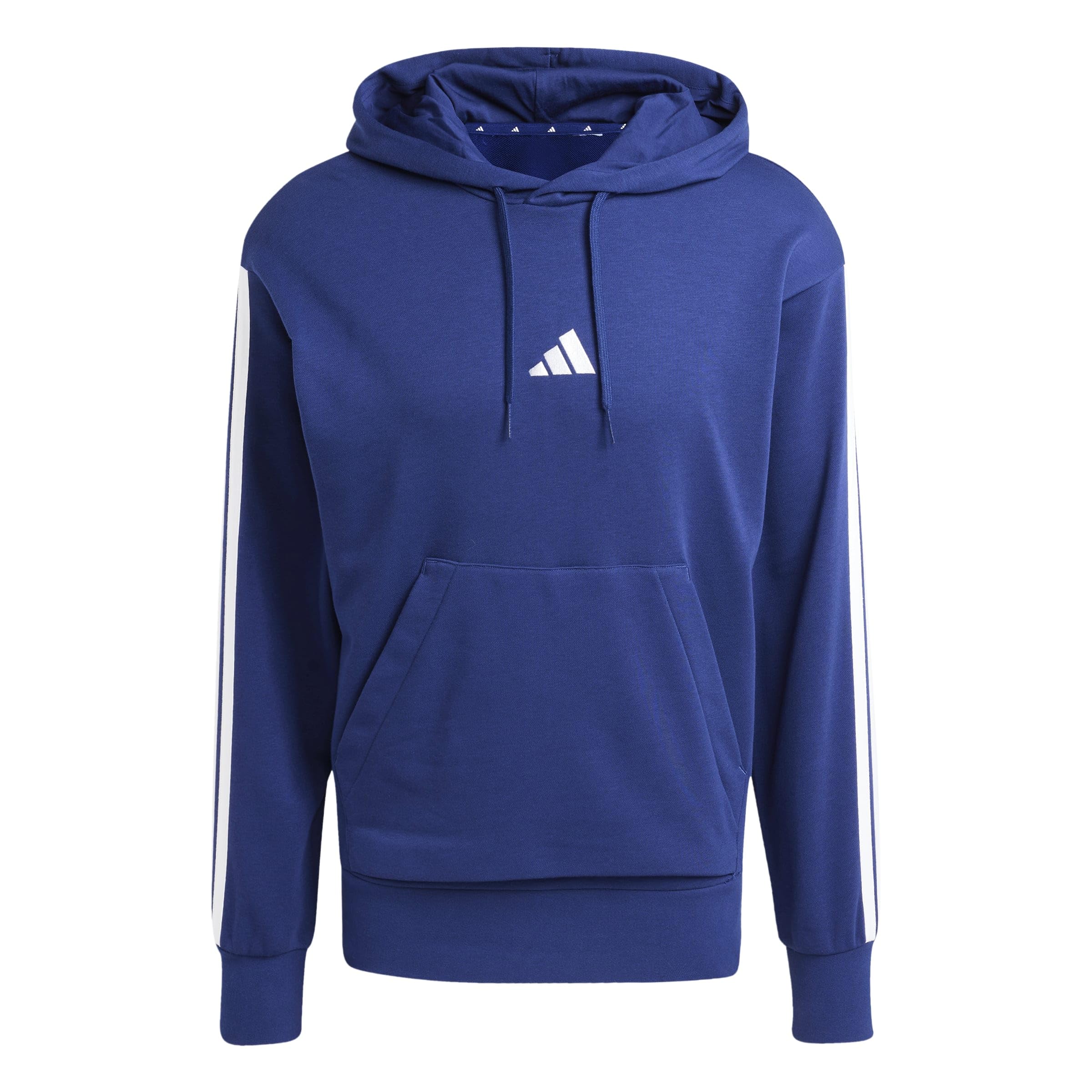 Adidas Bleu Hooded Sweatshirt Essentials 3-Stripes French Terry