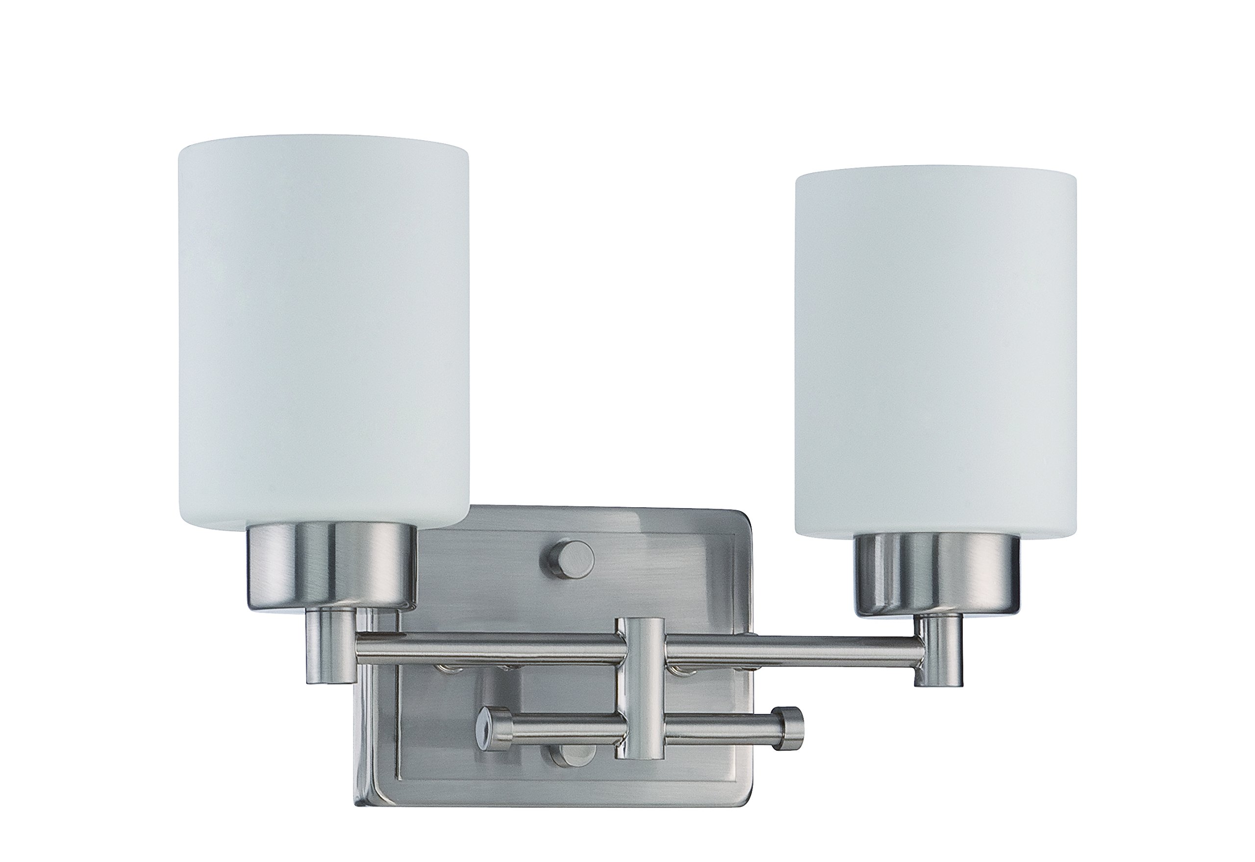Sunset Lighting F3152-80 Ledbury 2-Light Vanity - Dimmable, for Damp Location - 100 Watts, Bright Satin Nickel