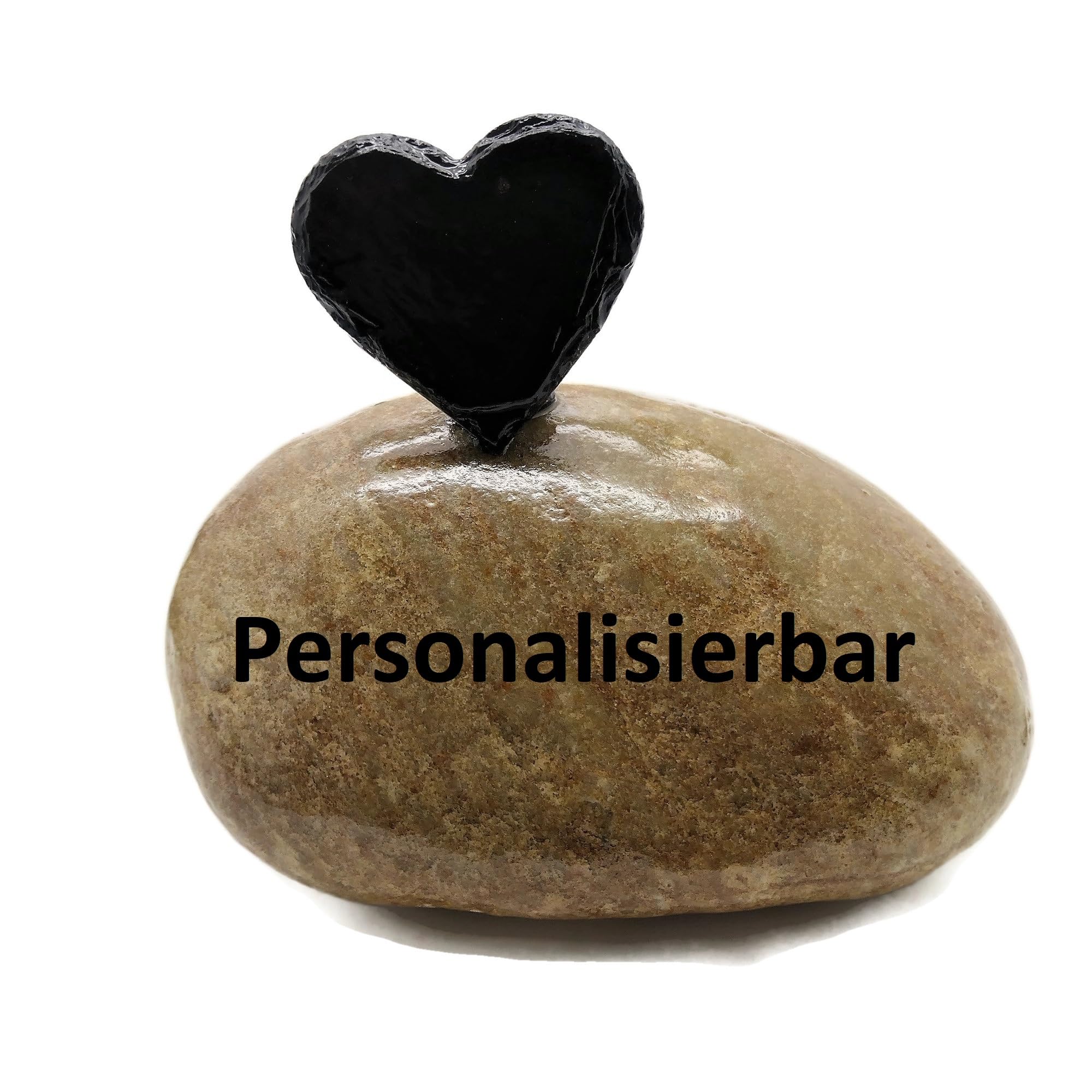 Grabstein personalisierbar ca. 12 cm mit Schieferherz | Individueller Grabschmuck für Sternenkind & Urnengrab, Trauerstein Geschenke mit Beschriftung, Grabdekoration, Tiergrabstein