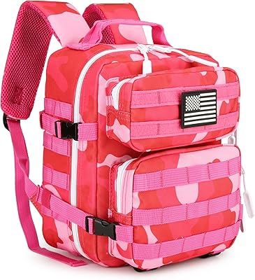 HongXingHai 9L Tactical Assault Backpack Gym Backpack Hiking Travel Backpack Camping Backpack (rose red cp)